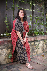 Half and Half Ajrak Kaftan