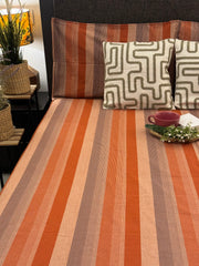 Handloom Orange Stripe King Bedsheet
