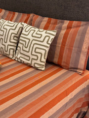 Handloom Orange Stripe King Bedsheet
