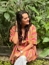 Madras Check Kaftan Shirt - Pastel Neon