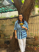 Stripe Oversized Shirt Blue