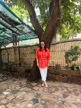 Stripe Oversized Shirt Orange Pink