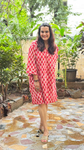 Red Hand Blocked Slip Dress