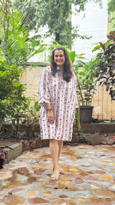 White Floral Stripe Slip Dress