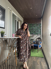 Wine Printed Buttoned Kaftan