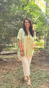 Pastel Drift Kaftan Shirt Sage