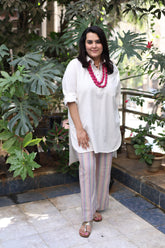 Slub Shirt & Stripe Pant Set