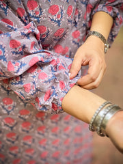 Grey Pink Marigold Antifit Kurta