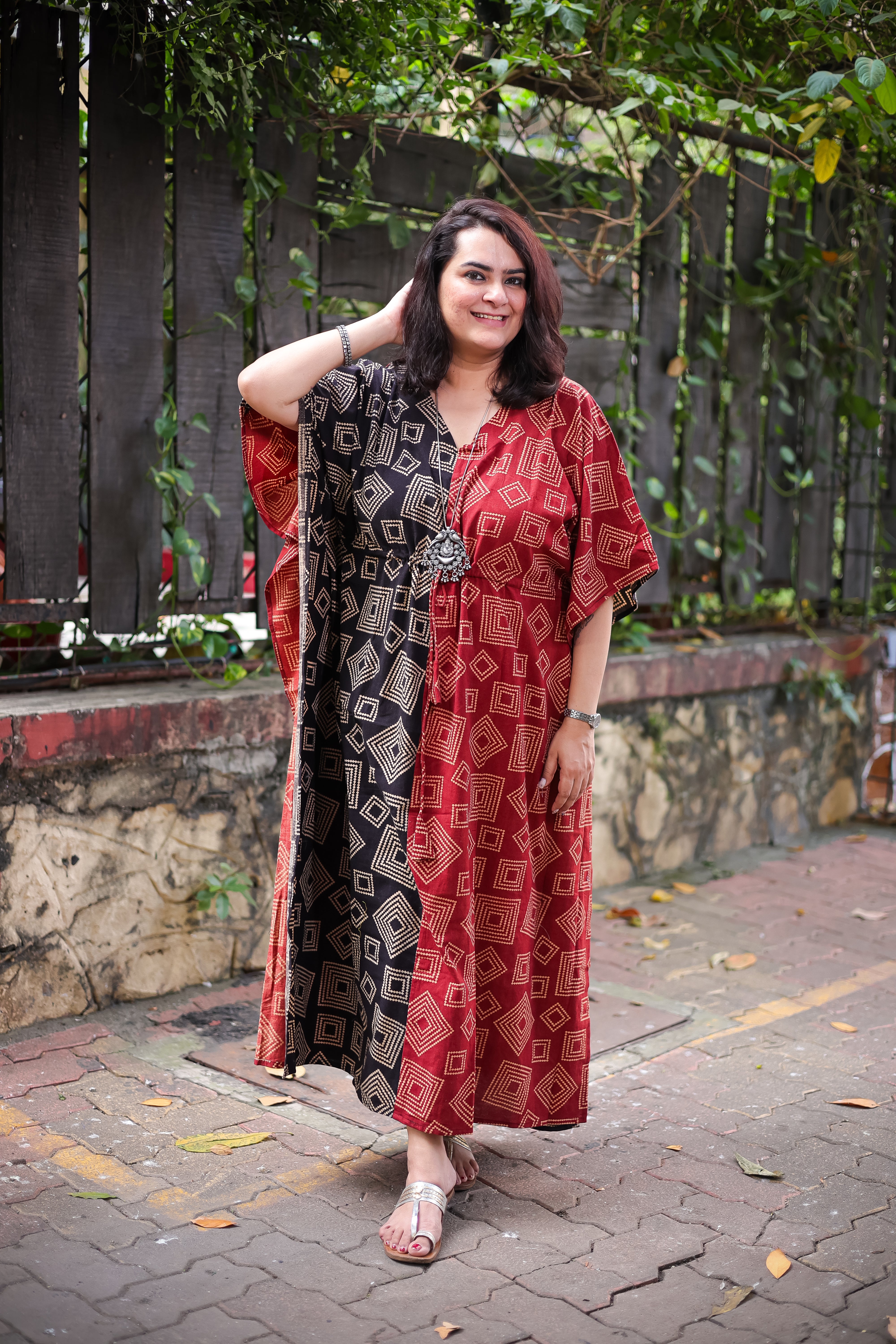 Half and Half Ajrak Kaftan