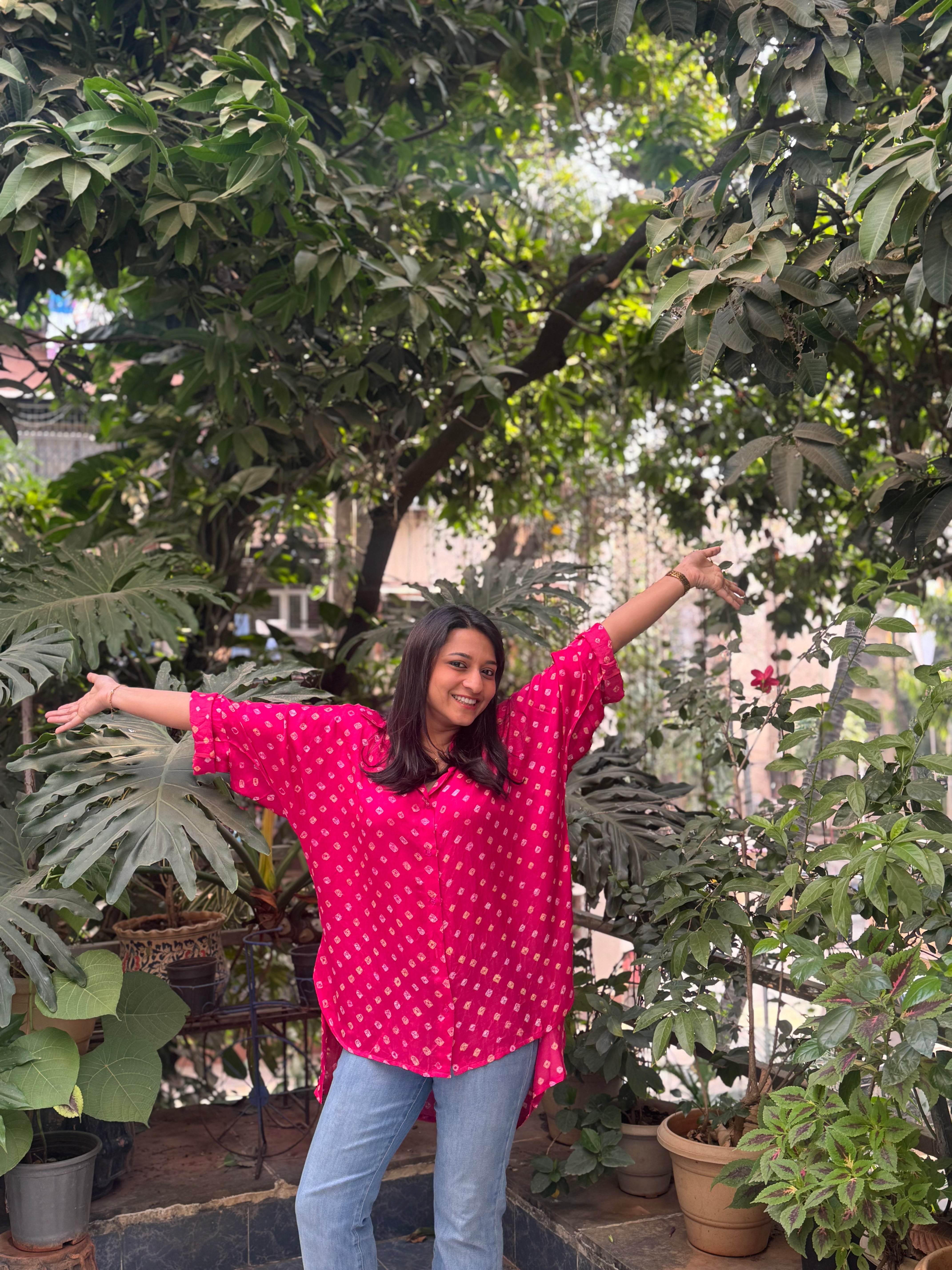 Bandhani Antifit Shirt - Pink