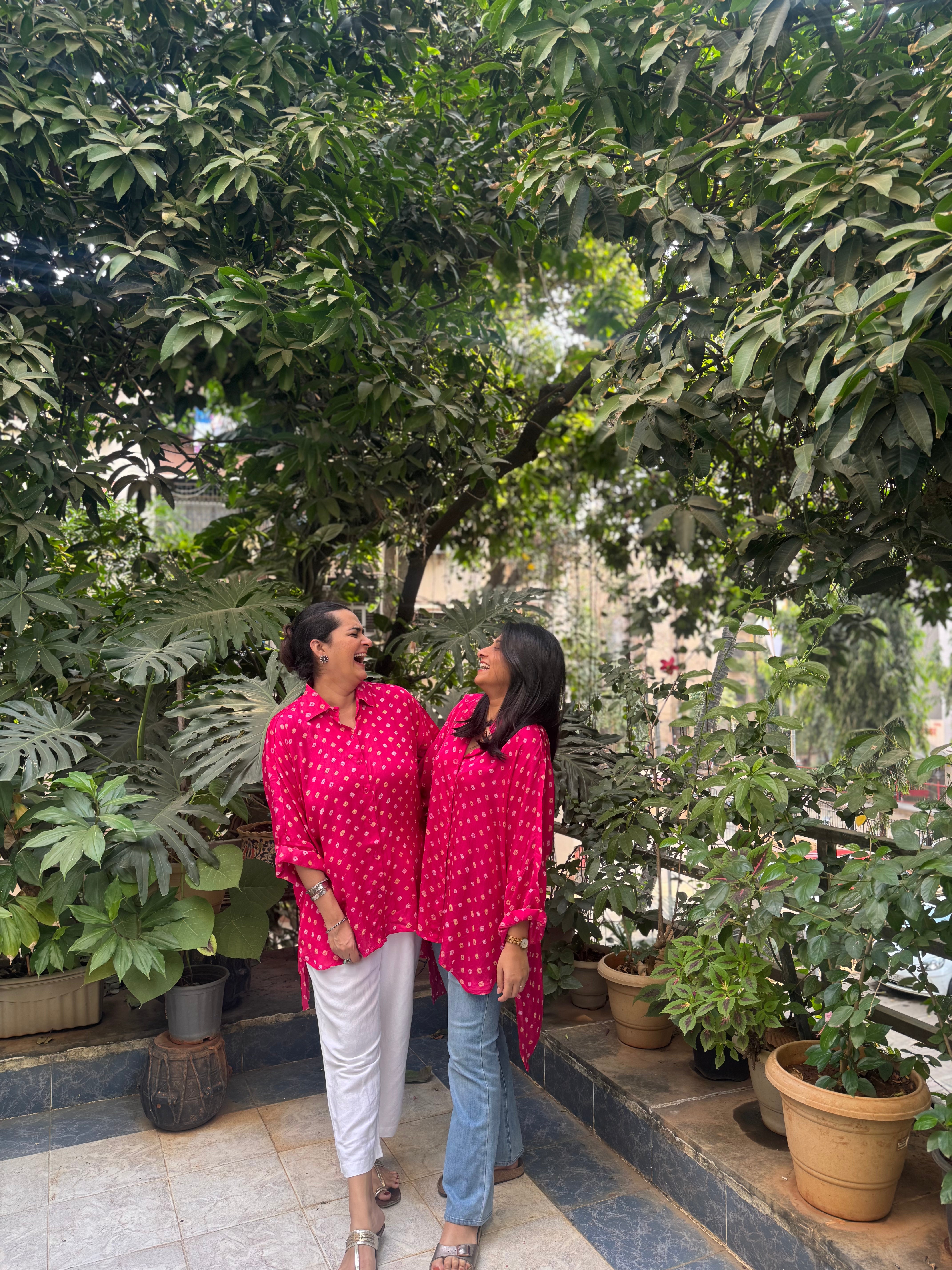 Bandhani Antifit Shirt - Pink