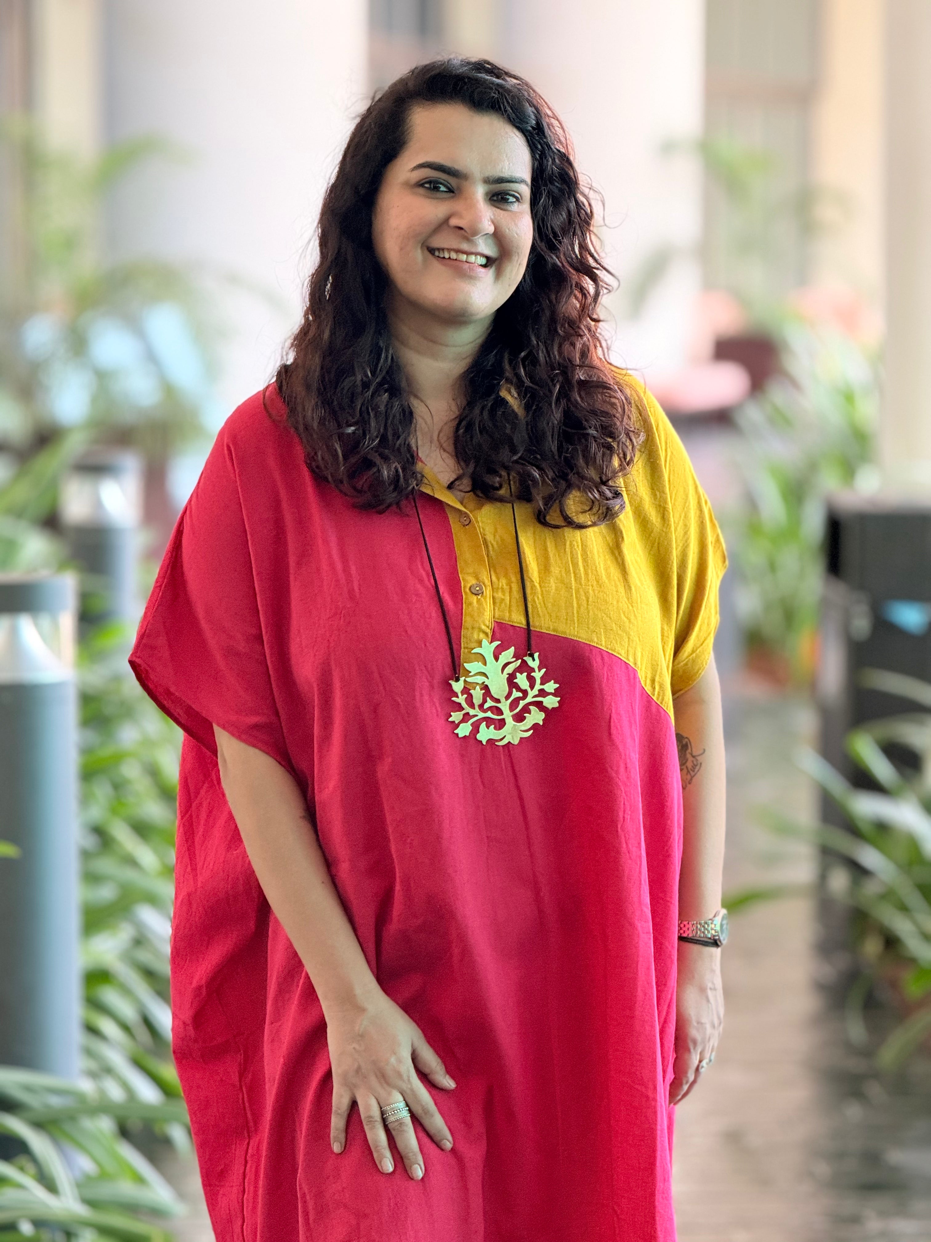 Fuchsia Papaya Kaftan Dress - Fuchsia