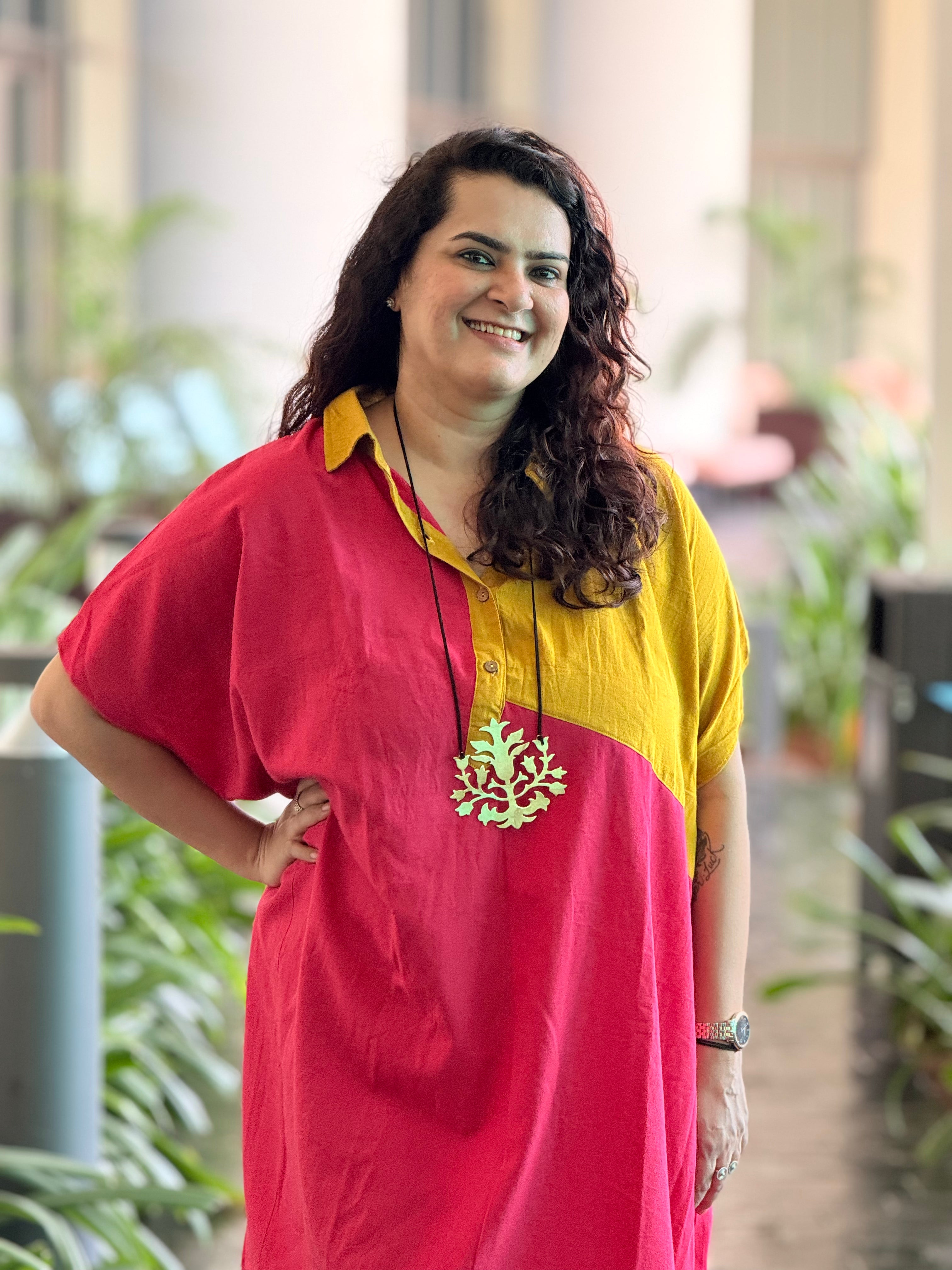 Fuchsia Papaya Kaftan Dress - Fuchsia