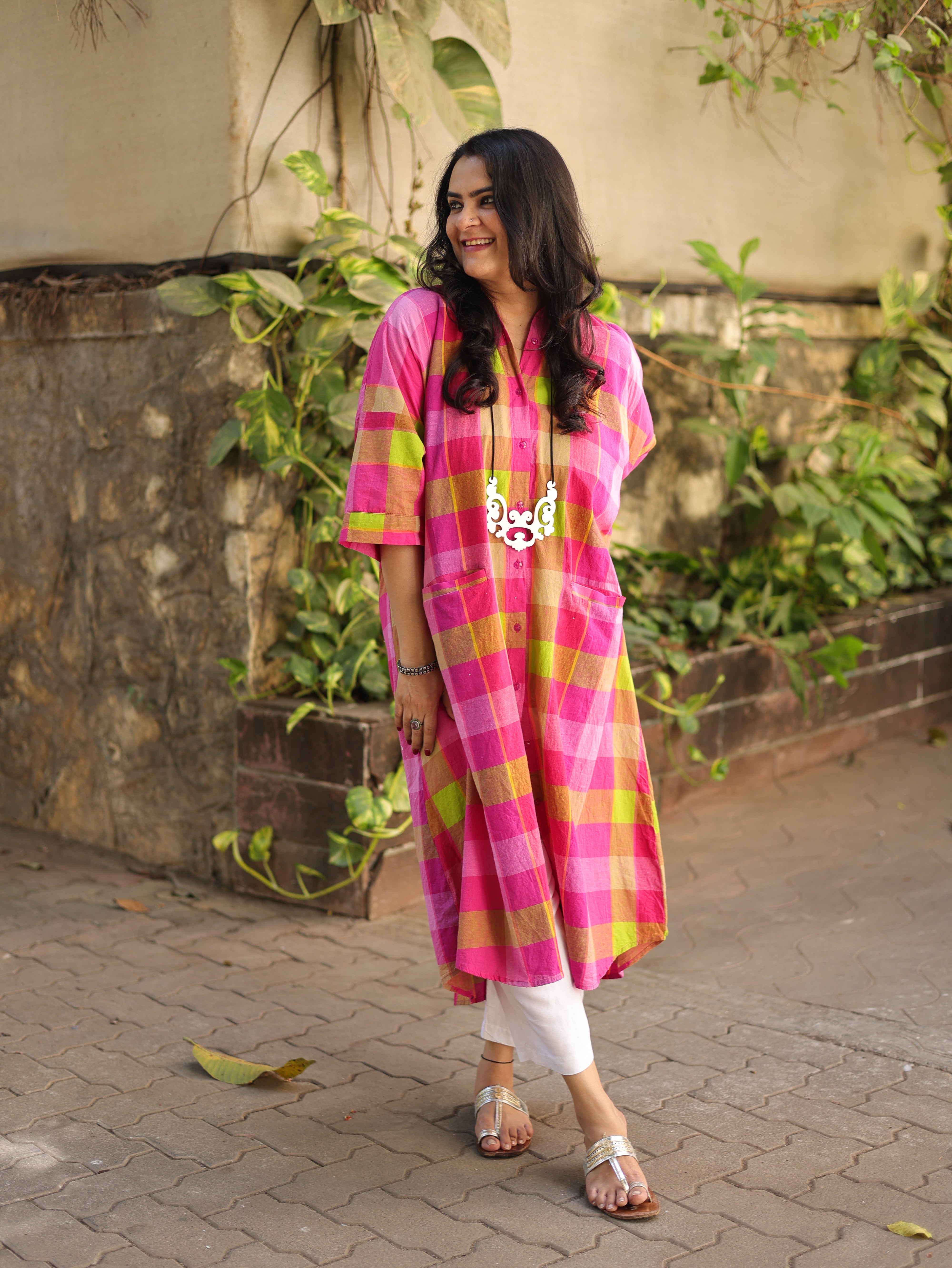Madras Check Antifit - Pink Lime