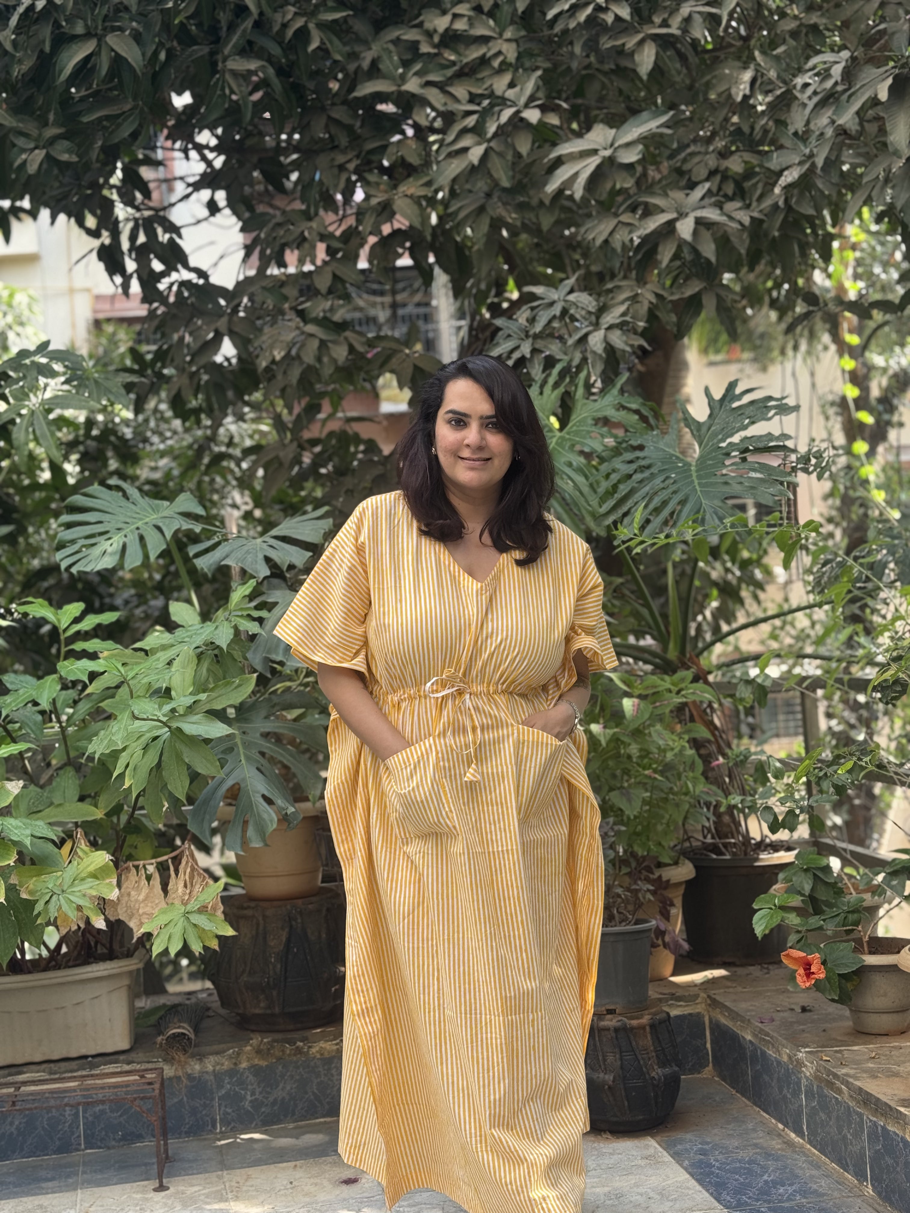 Stripe Yellow Kaftan