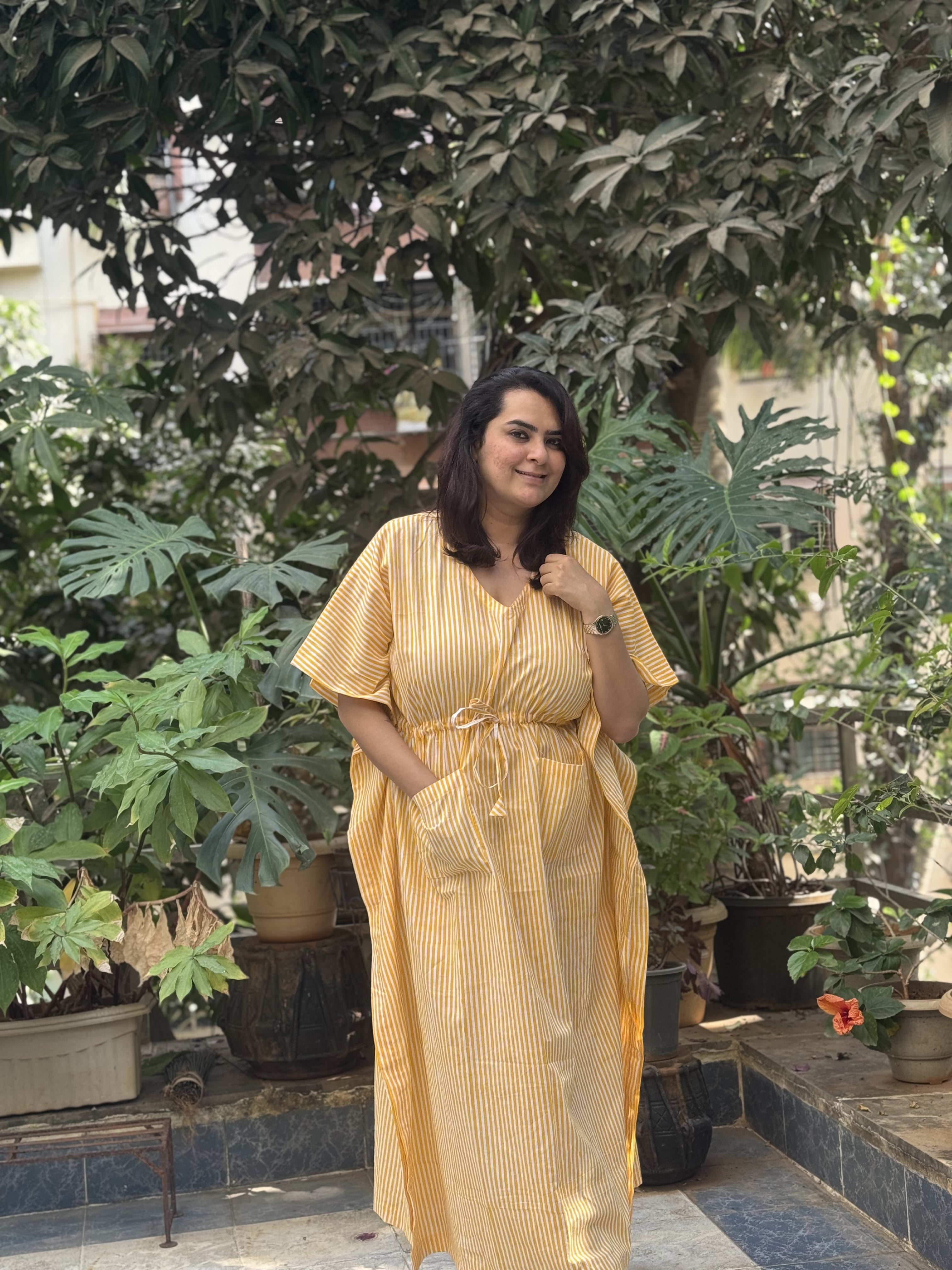 Stripe Yellow Kaftan
