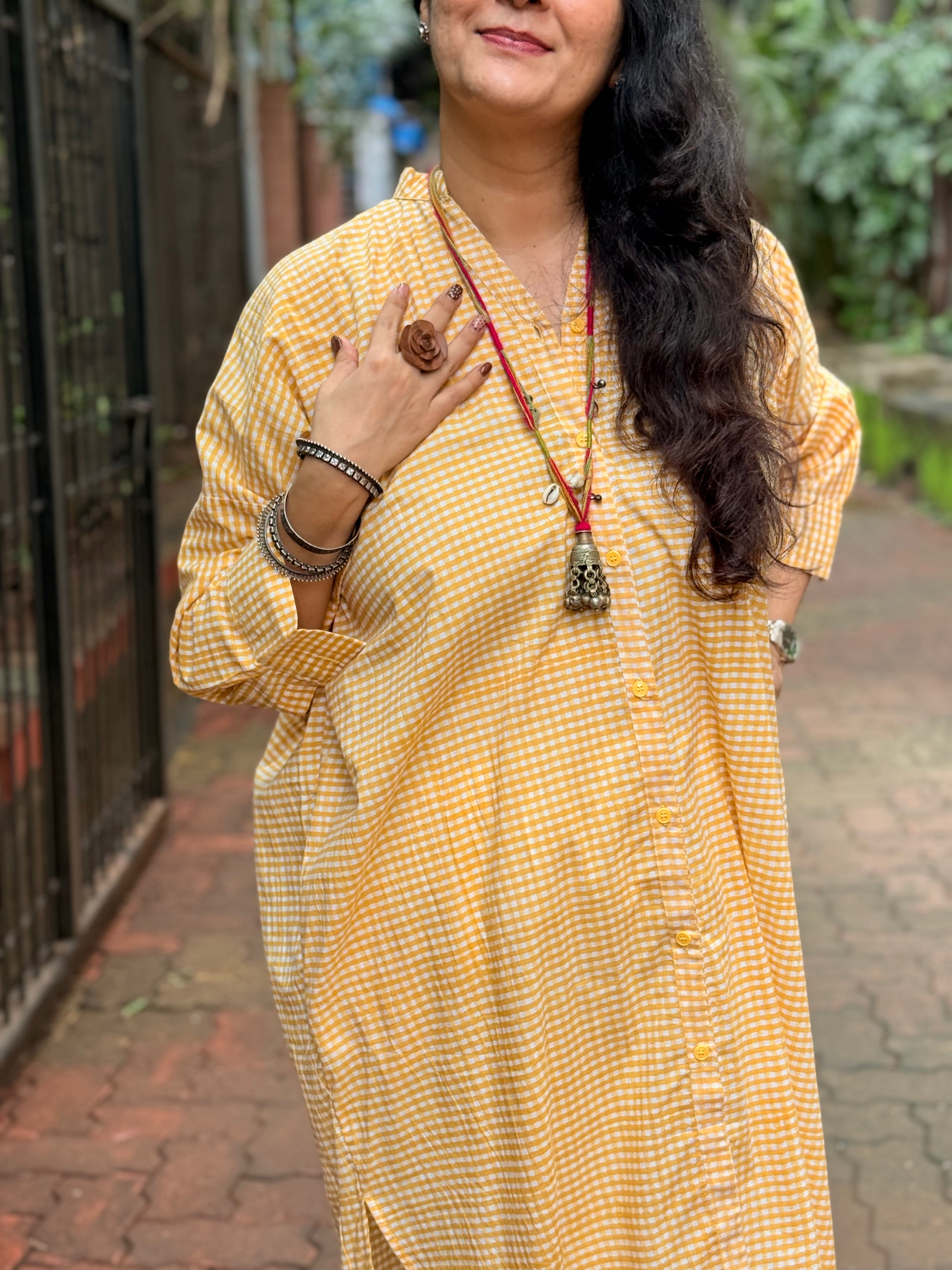 Gingham Antifit Shirt - Yellow