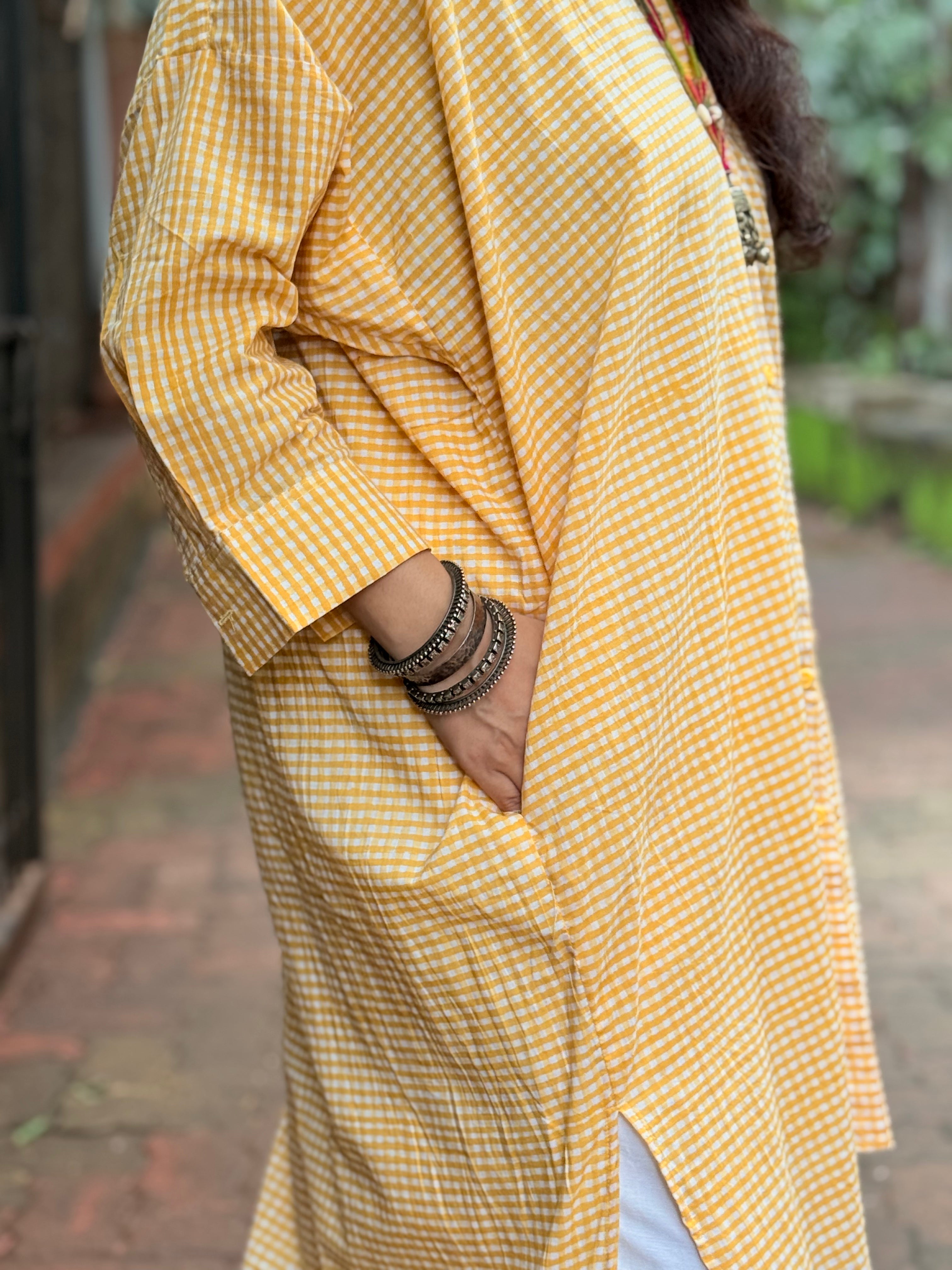 Gingham Antifit Shirt - Yellow