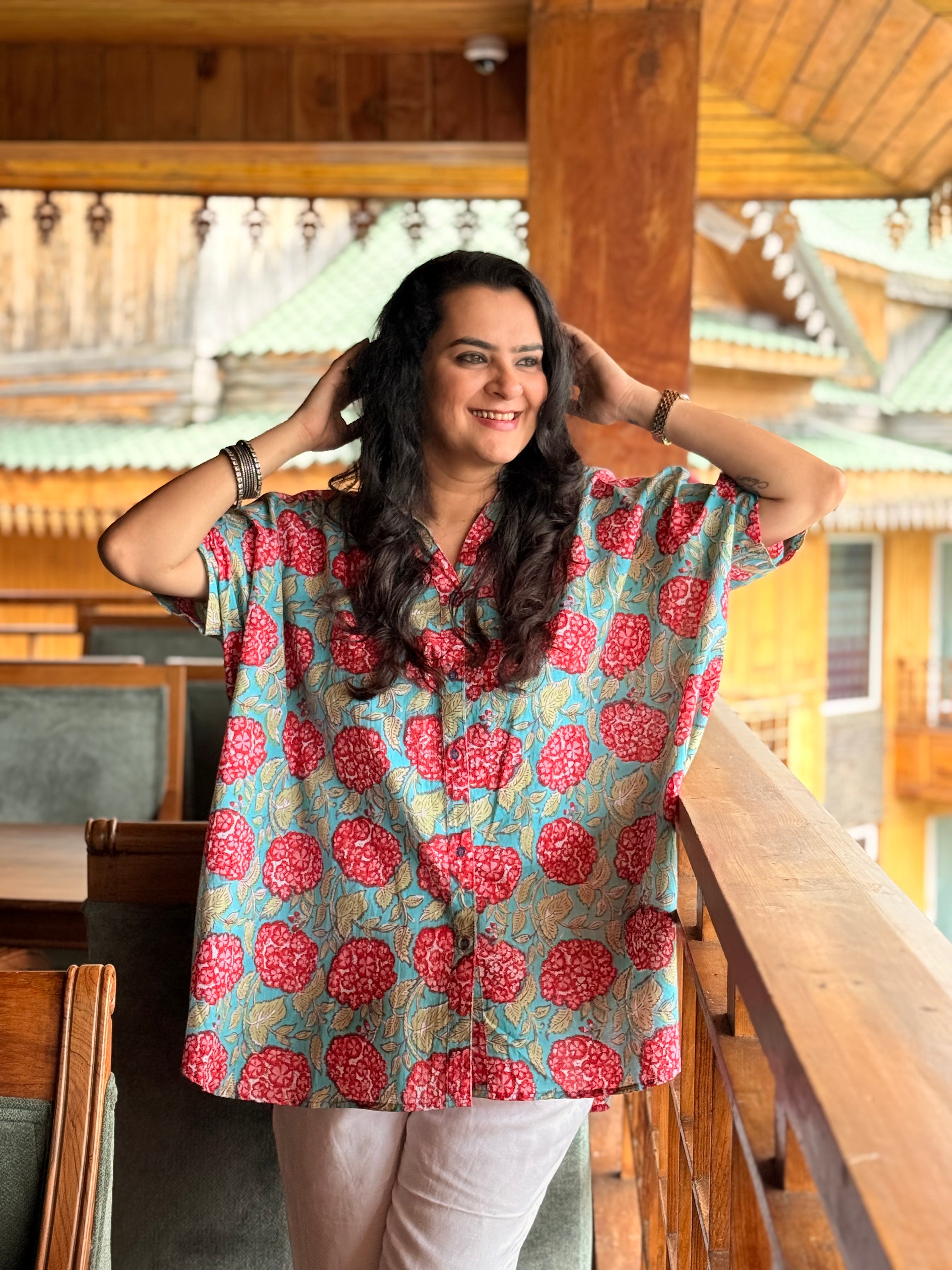 Hydrangea Hues Kaftan Shirt
