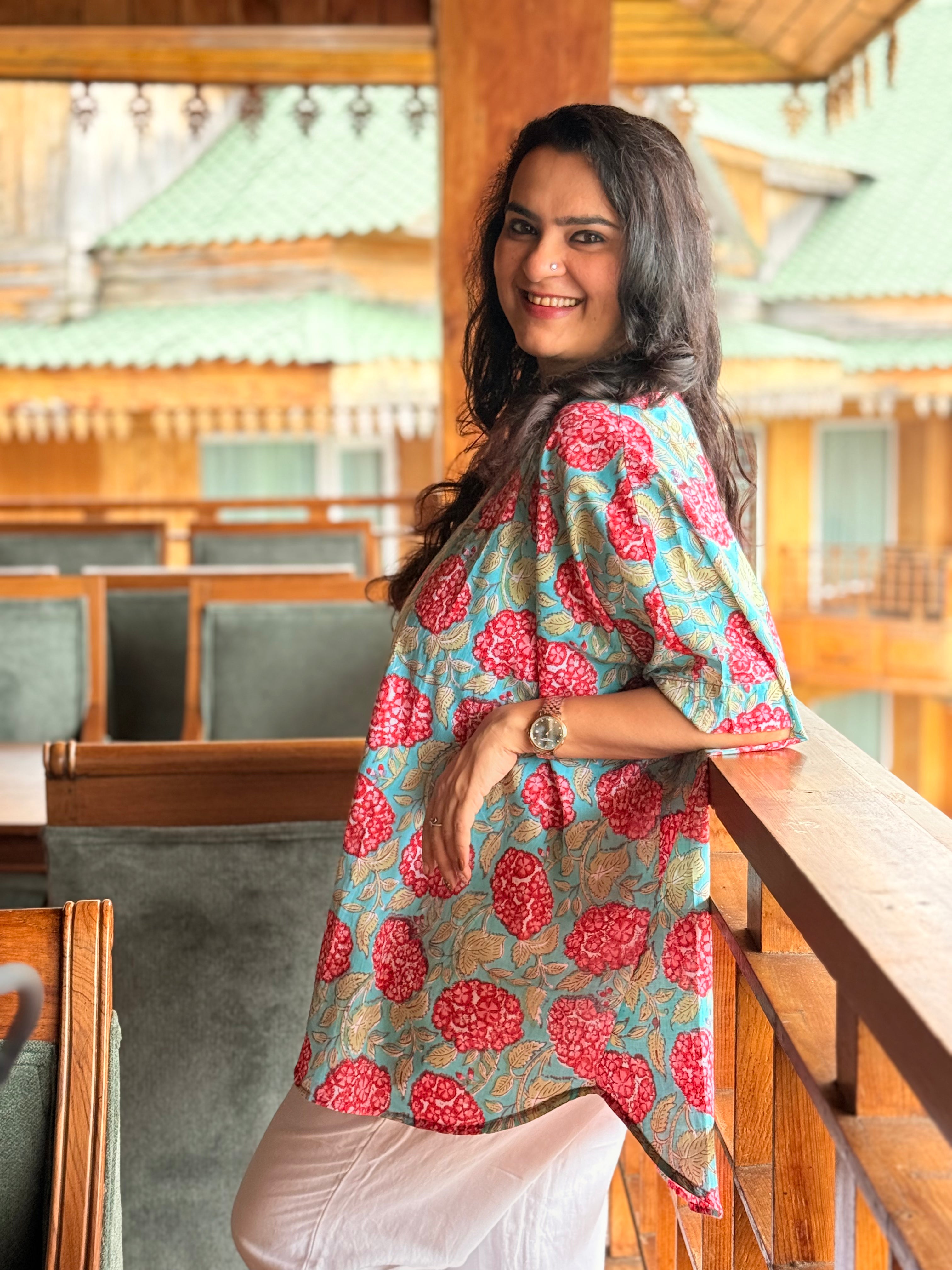 Hydrangea Hues Kaftan Shirt