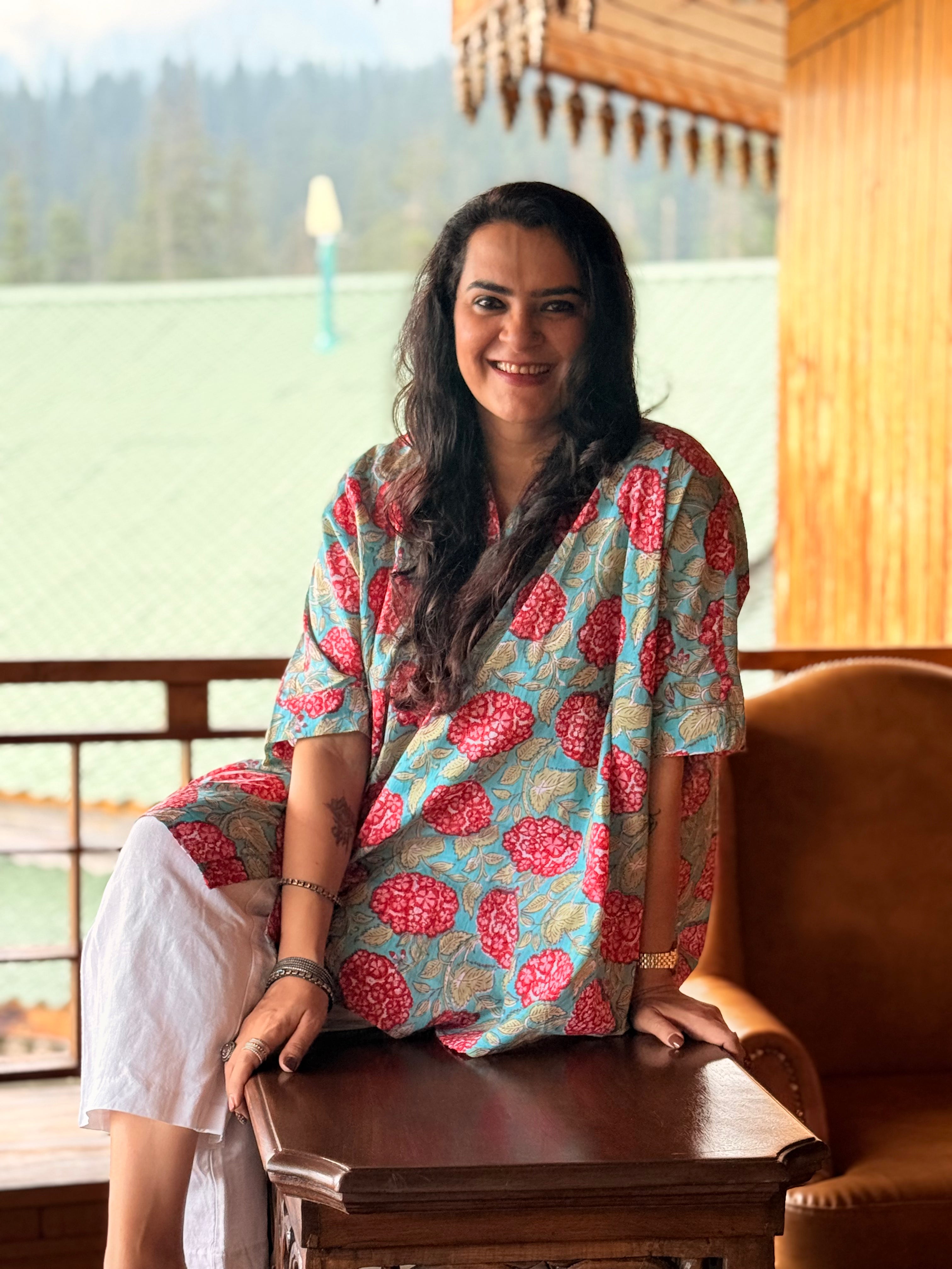 Hydrangea Hues Kaftan Shirt