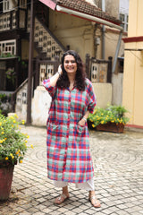 Madras Checks Antifit Kurta Red