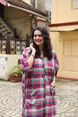 Madras Checks Antifit Kurta Red