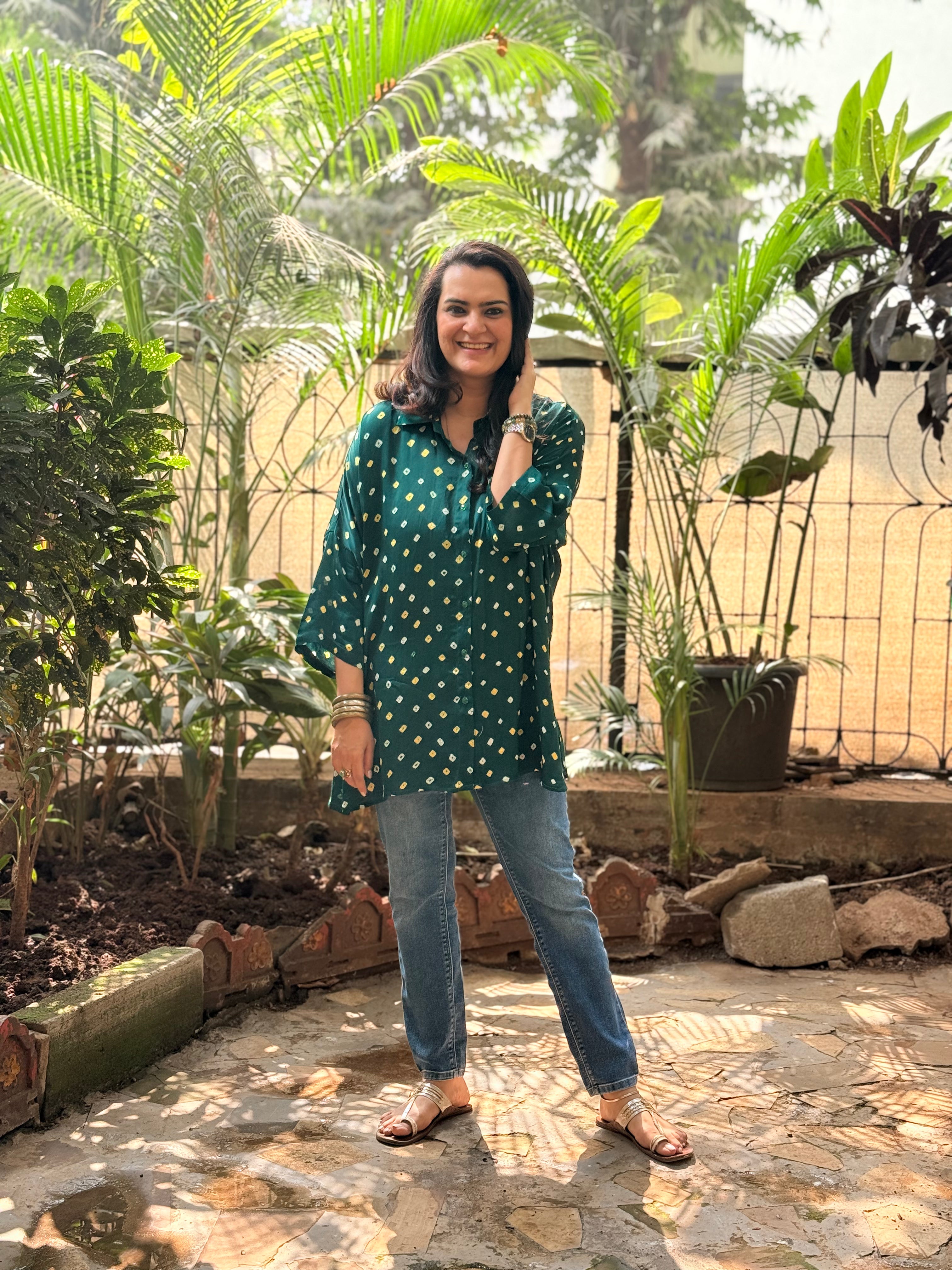 Bandhini Antifit Shirt - Green