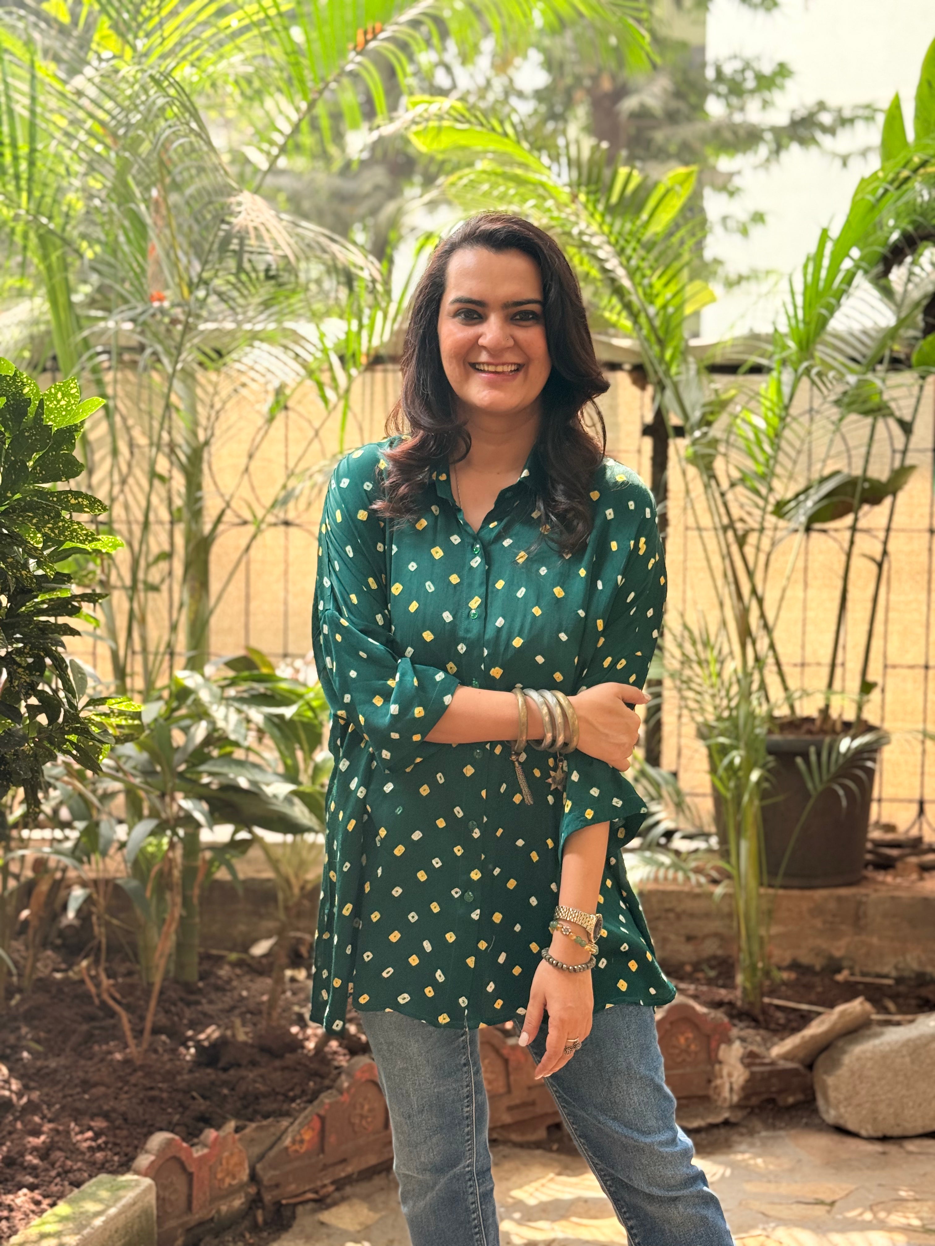 Bandhini Antifit Shirt - Green