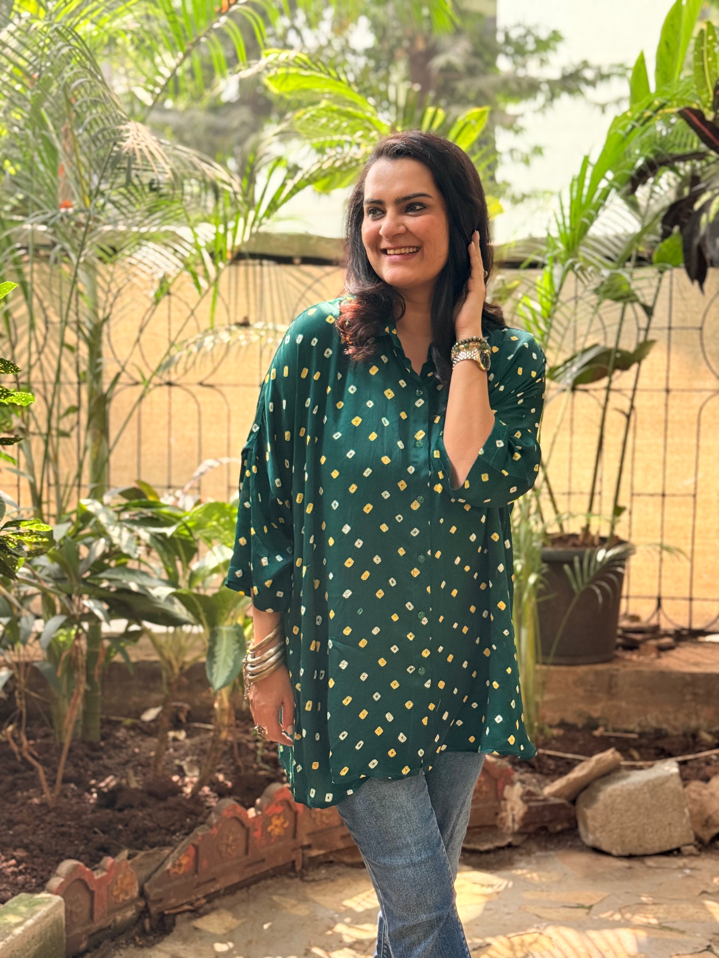 Bandhini Antifit Shirt - Green