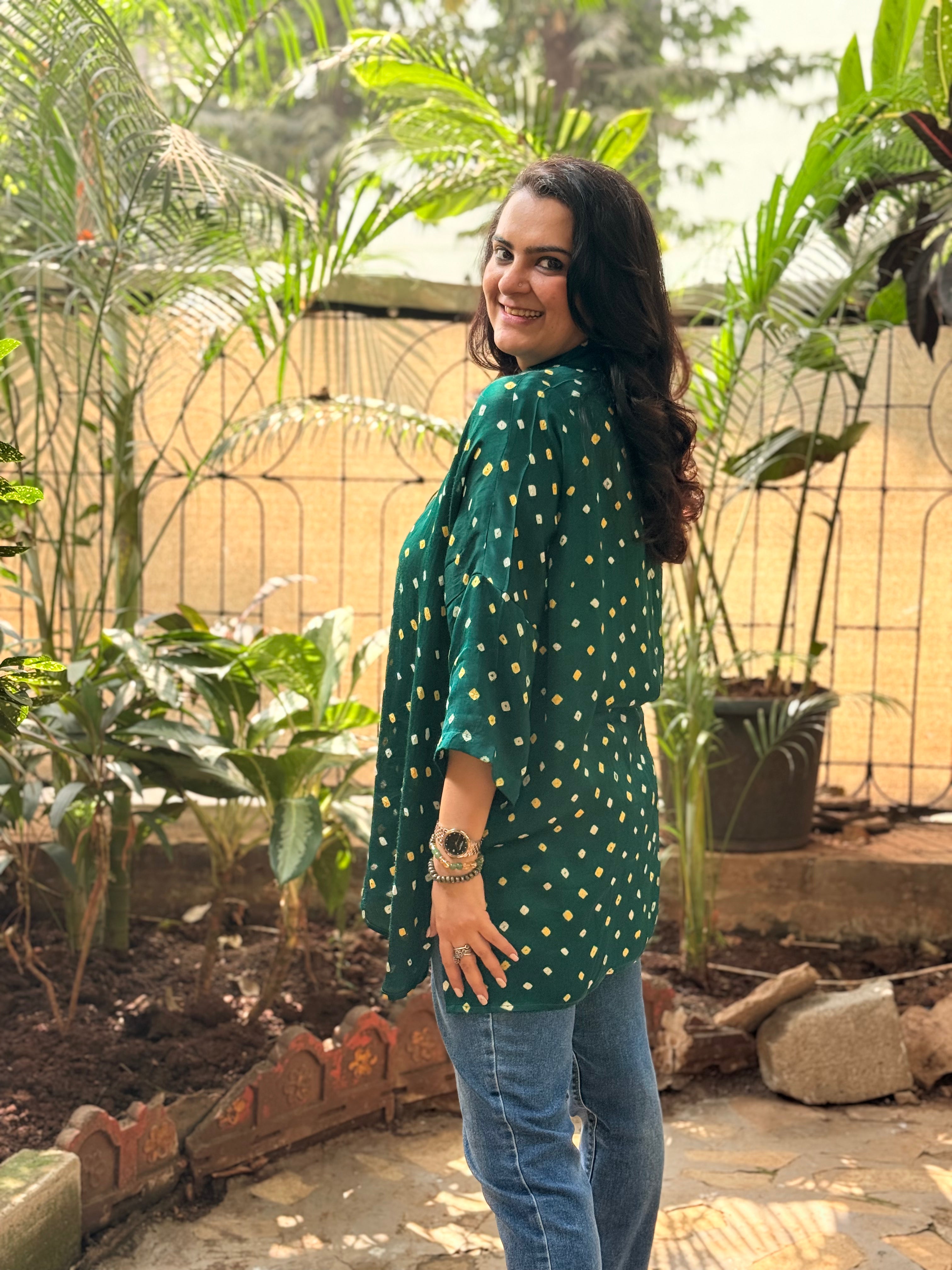 Bandhini Antifit Shirt - Green