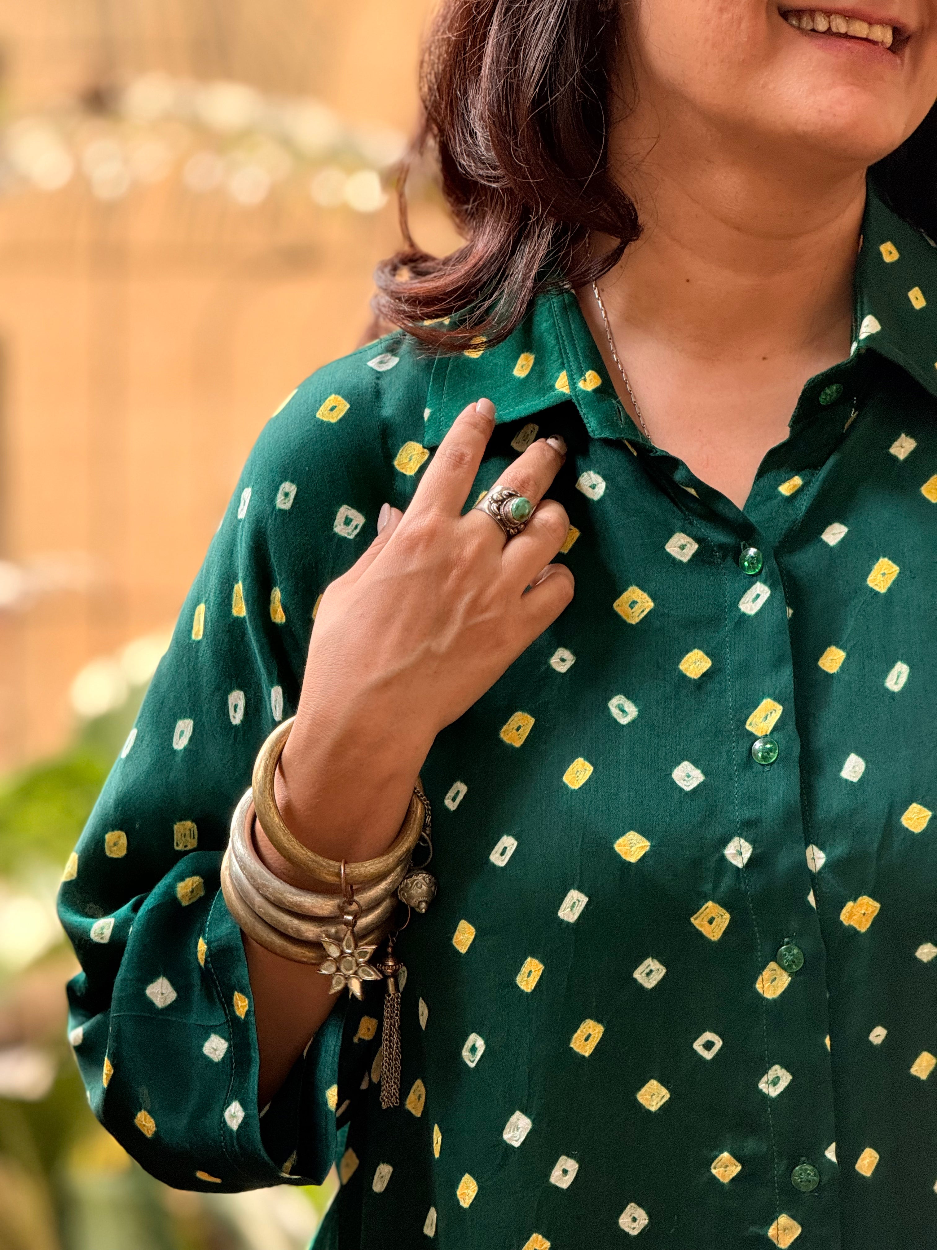 Bandhini Antifit Shirt - Green