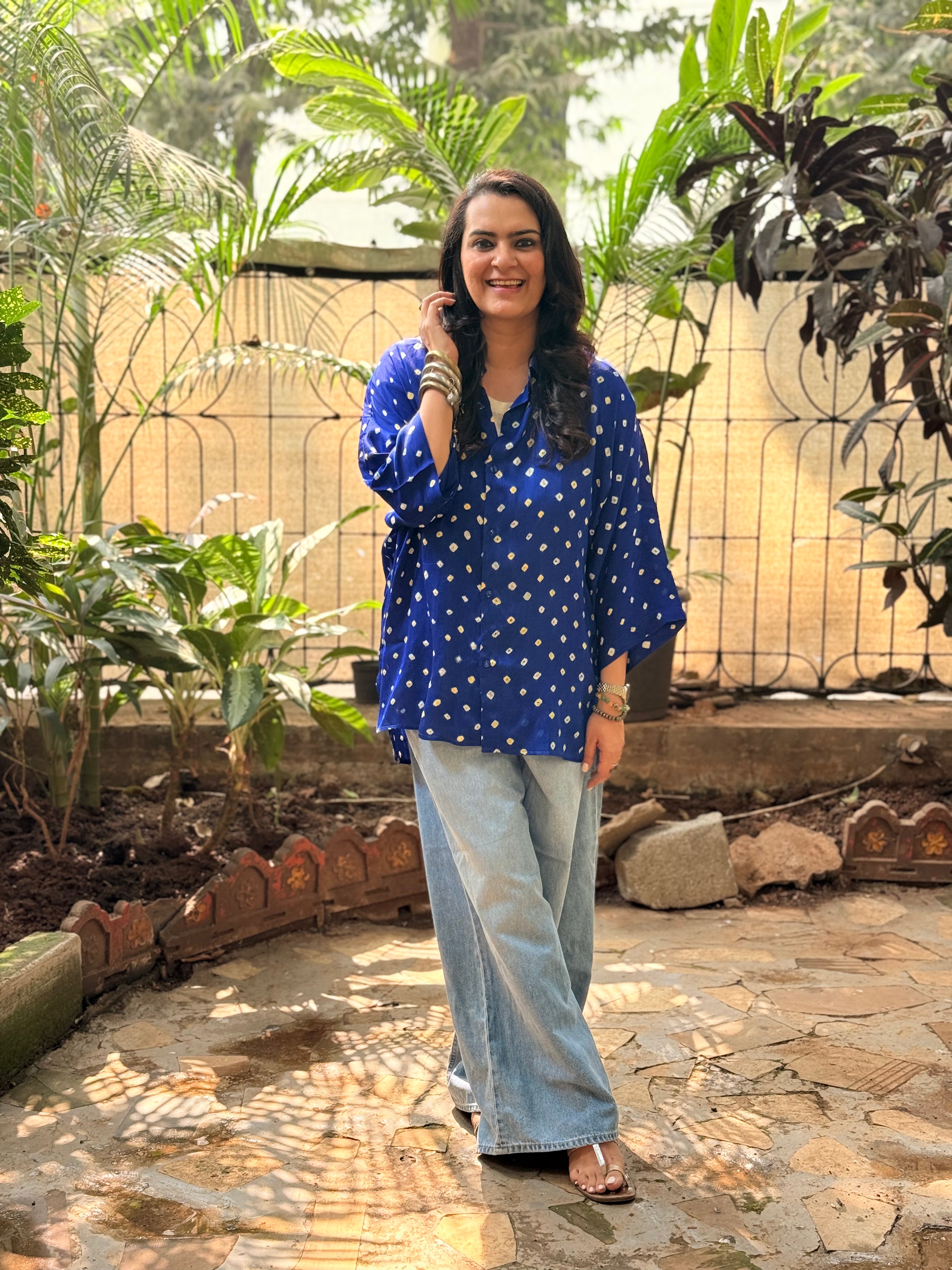 Bandhini Antifit Shirt - Blue