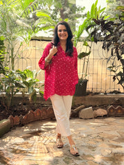 Bandhani Antifit Shirt - Pink