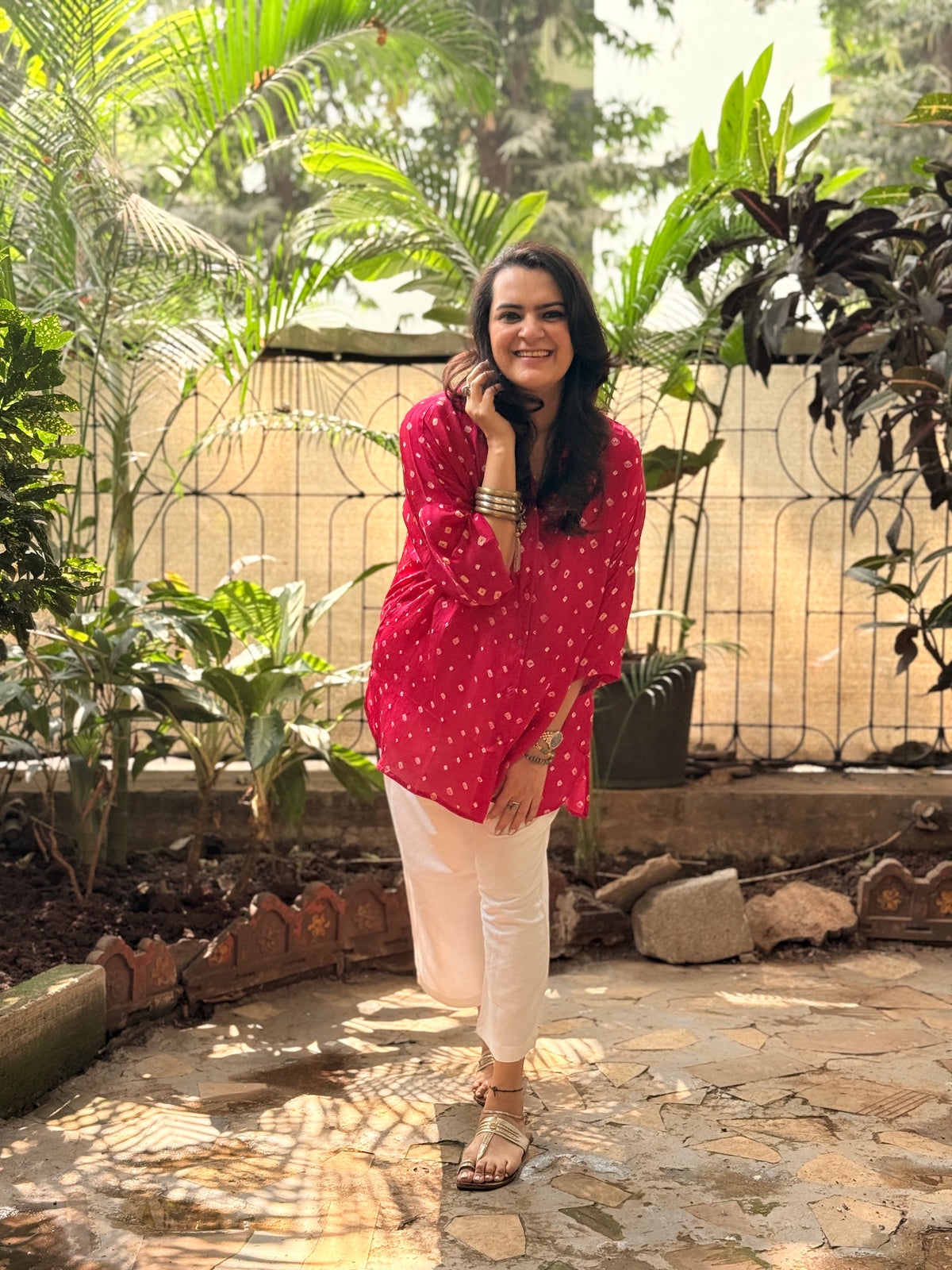 Bandhani Antifit Shirt - Pink