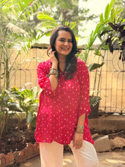 Bandhani Antifit Shirt - Pink