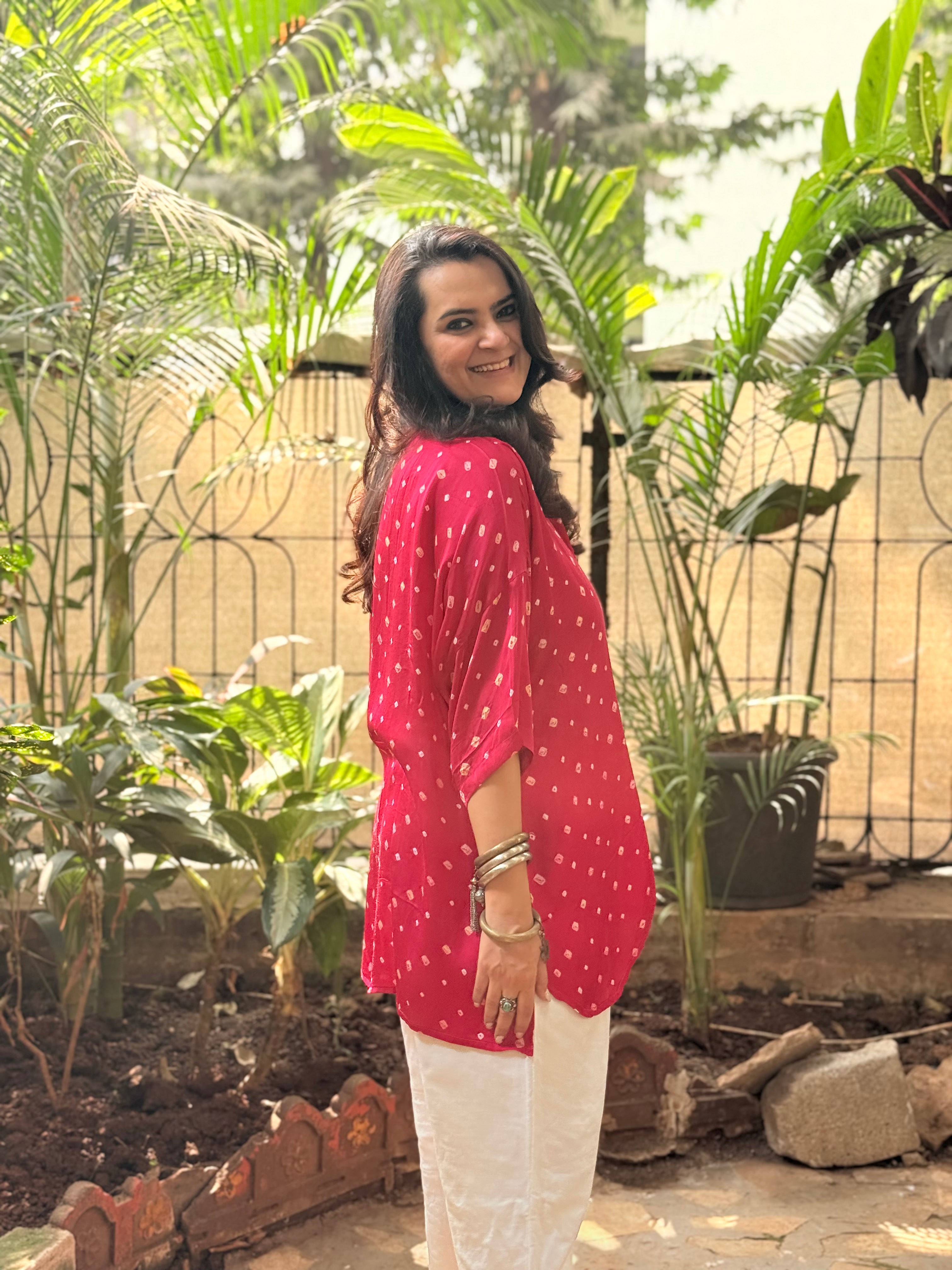 Bandhani Antifit Shirt - Pink