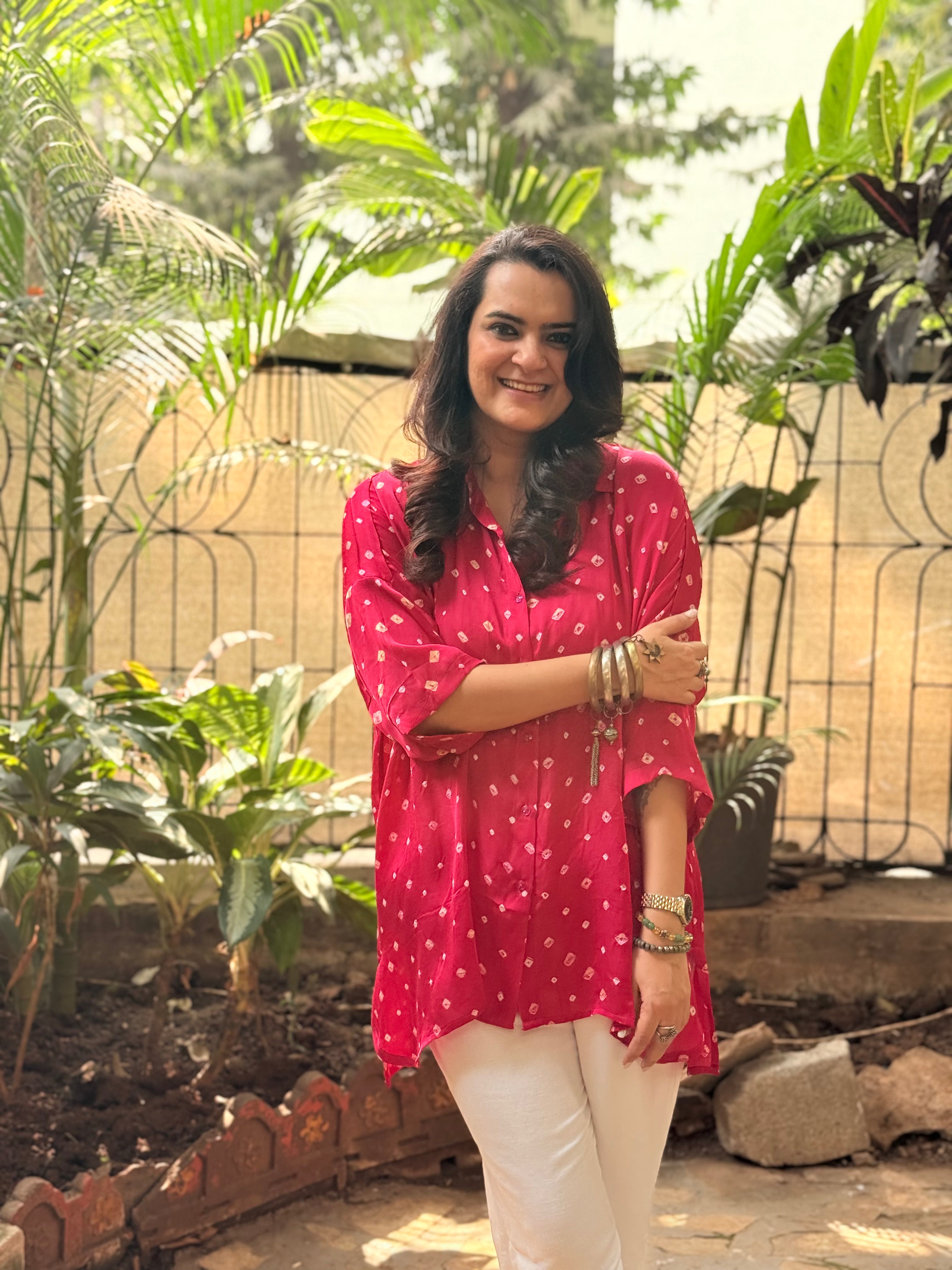 Bandhani Antifit Shirt - Pink