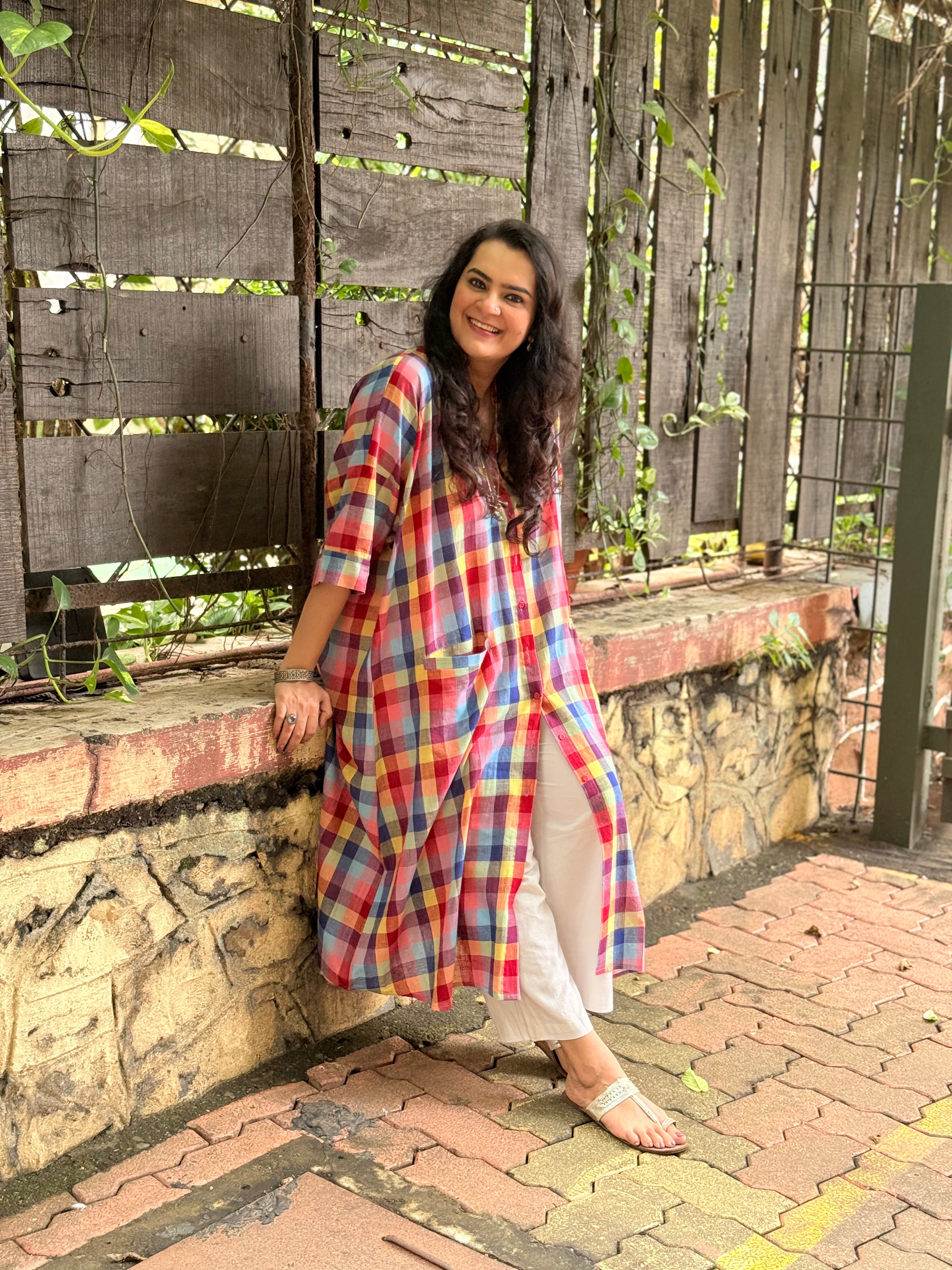 Madras Checks Antifit Kurta Multi - Handloom