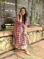 Madras Checks Antifit Kurta Multi - Handloom