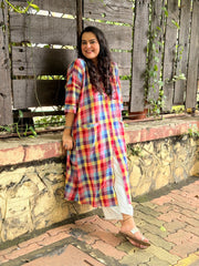 Madras Checks Antifit Kurta Multi - Handloom