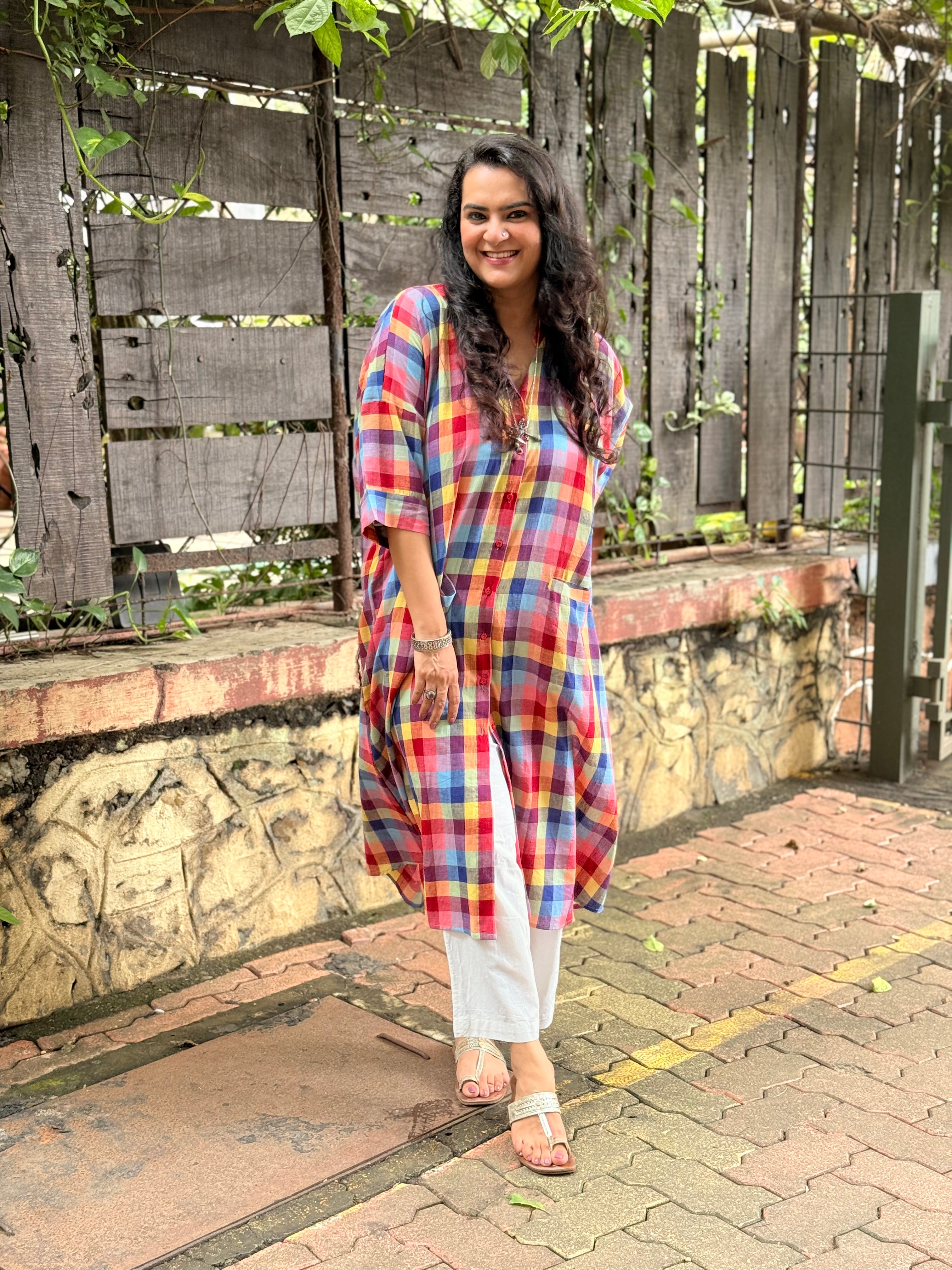 Madras Checks Antifit Kurta Multi - Handloom