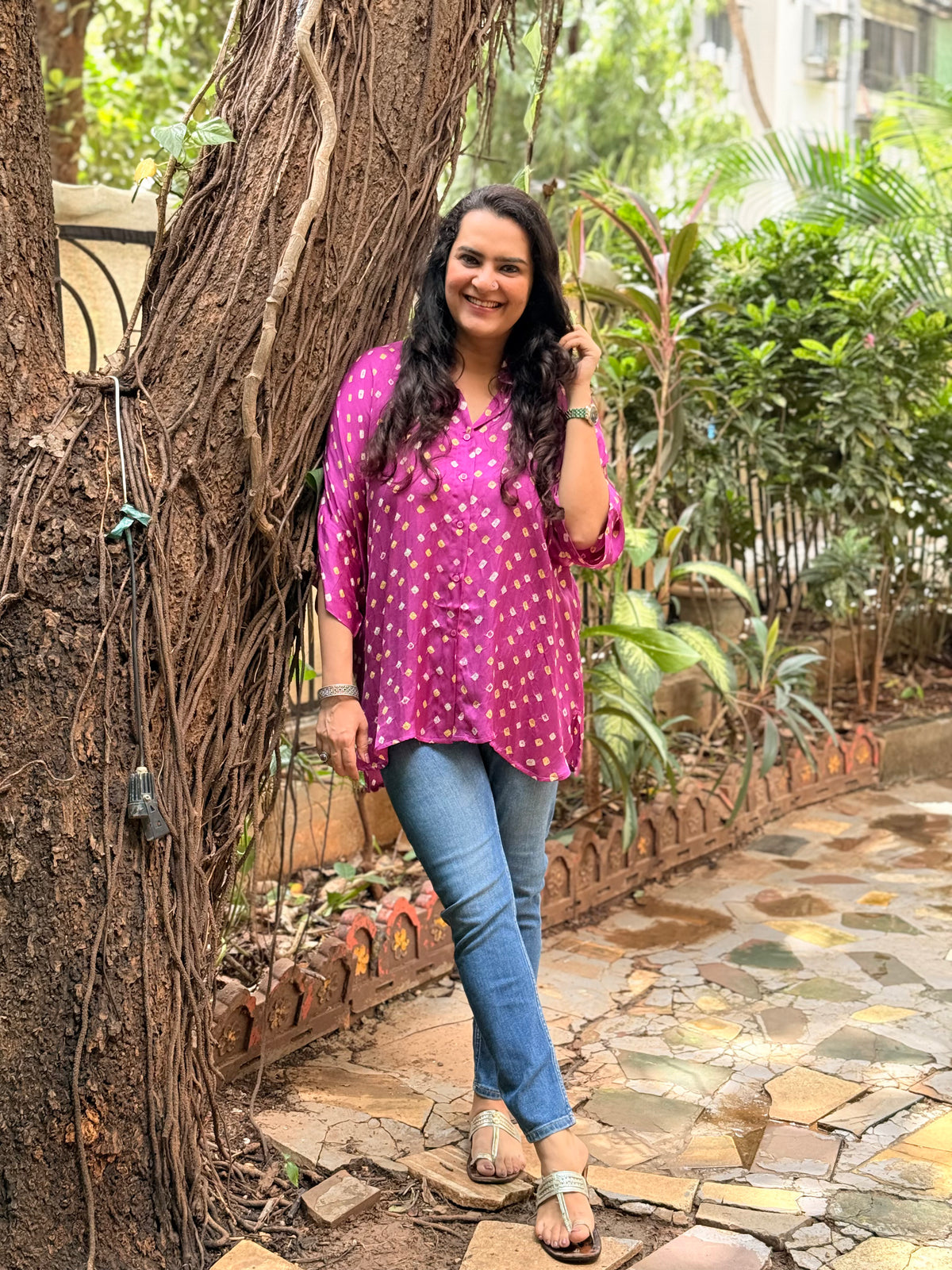Bandhini Antifit Shirt - Orchid