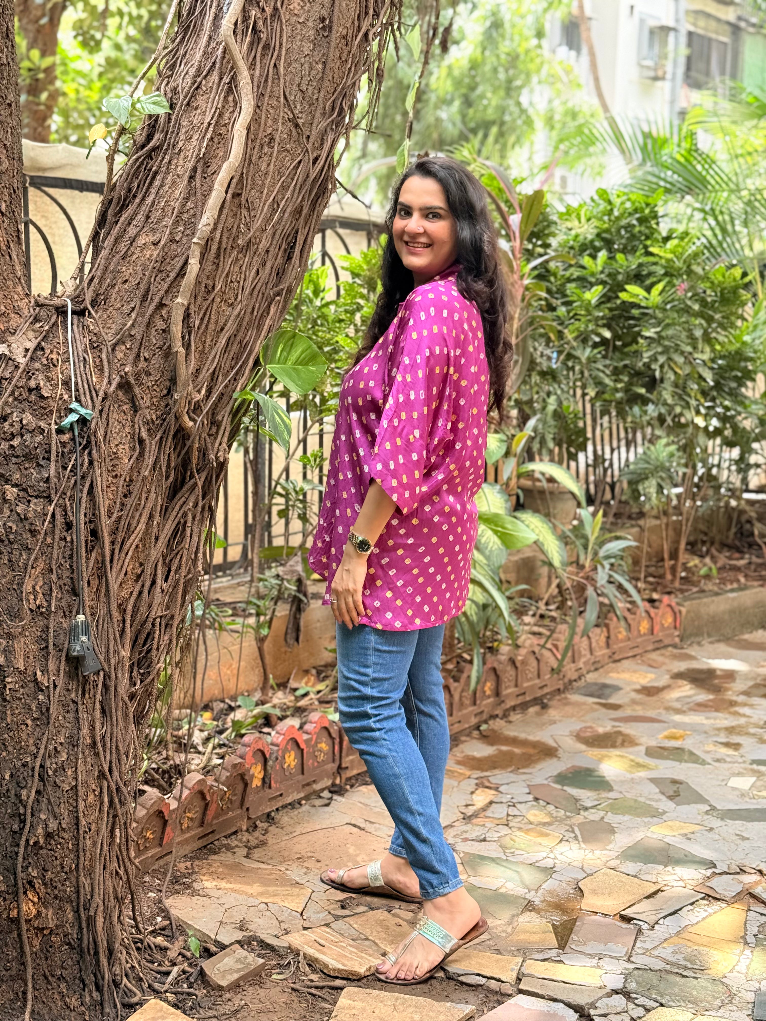 Bandhini Antifit Shirt - Orchid