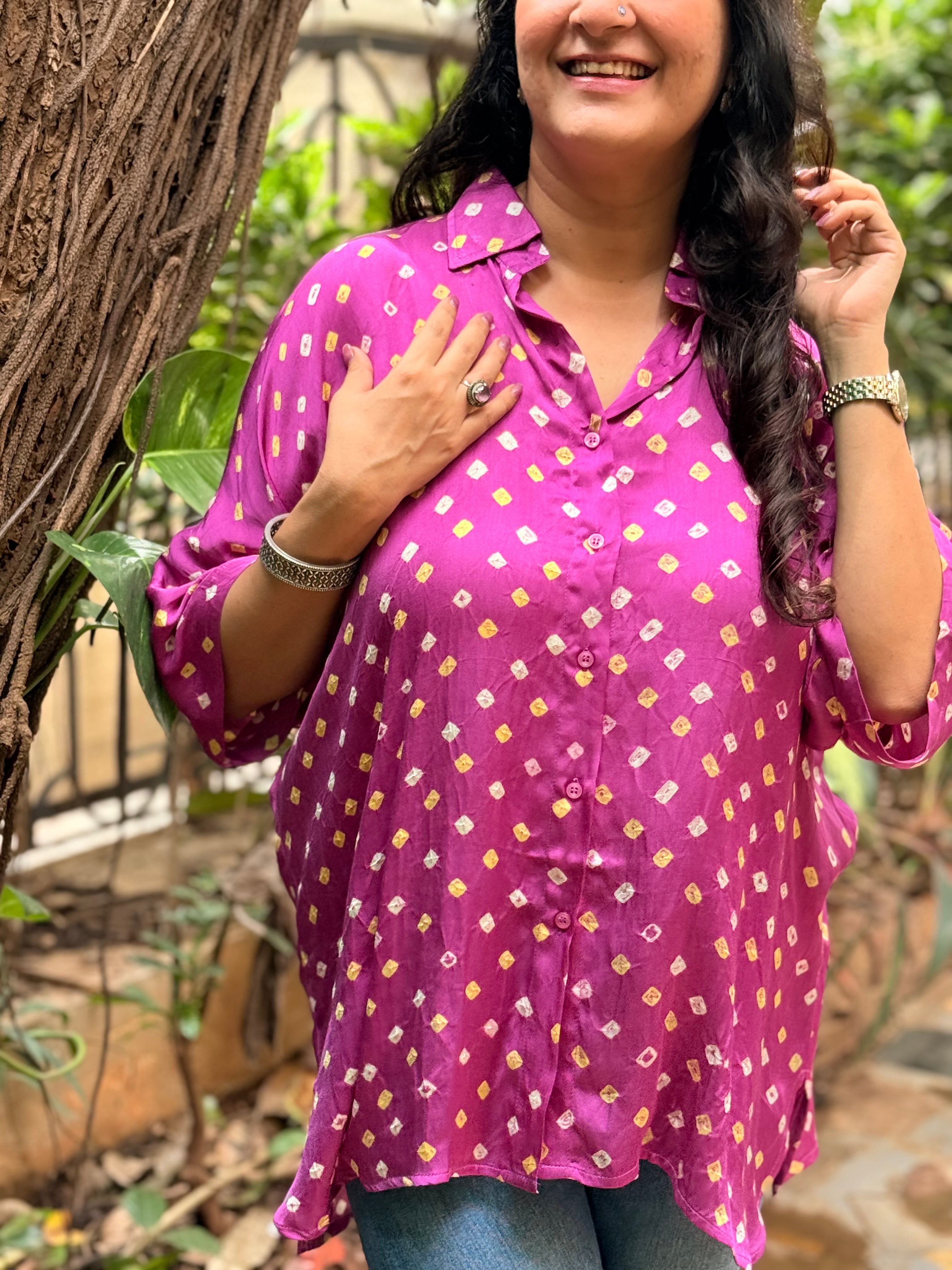 Bandhini Antifit Shirt - Orchid
