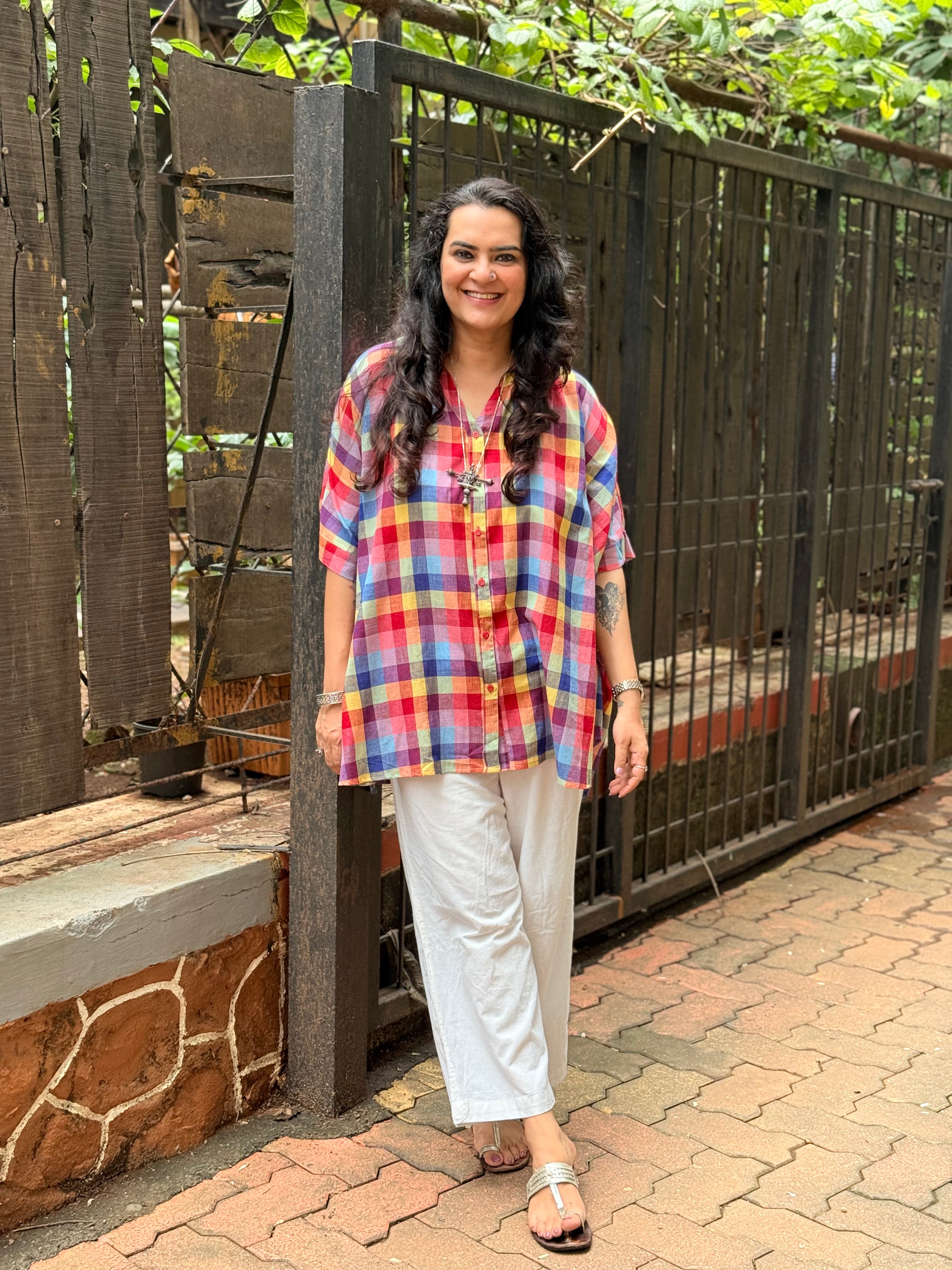 Madras Check Kaftan Shirt