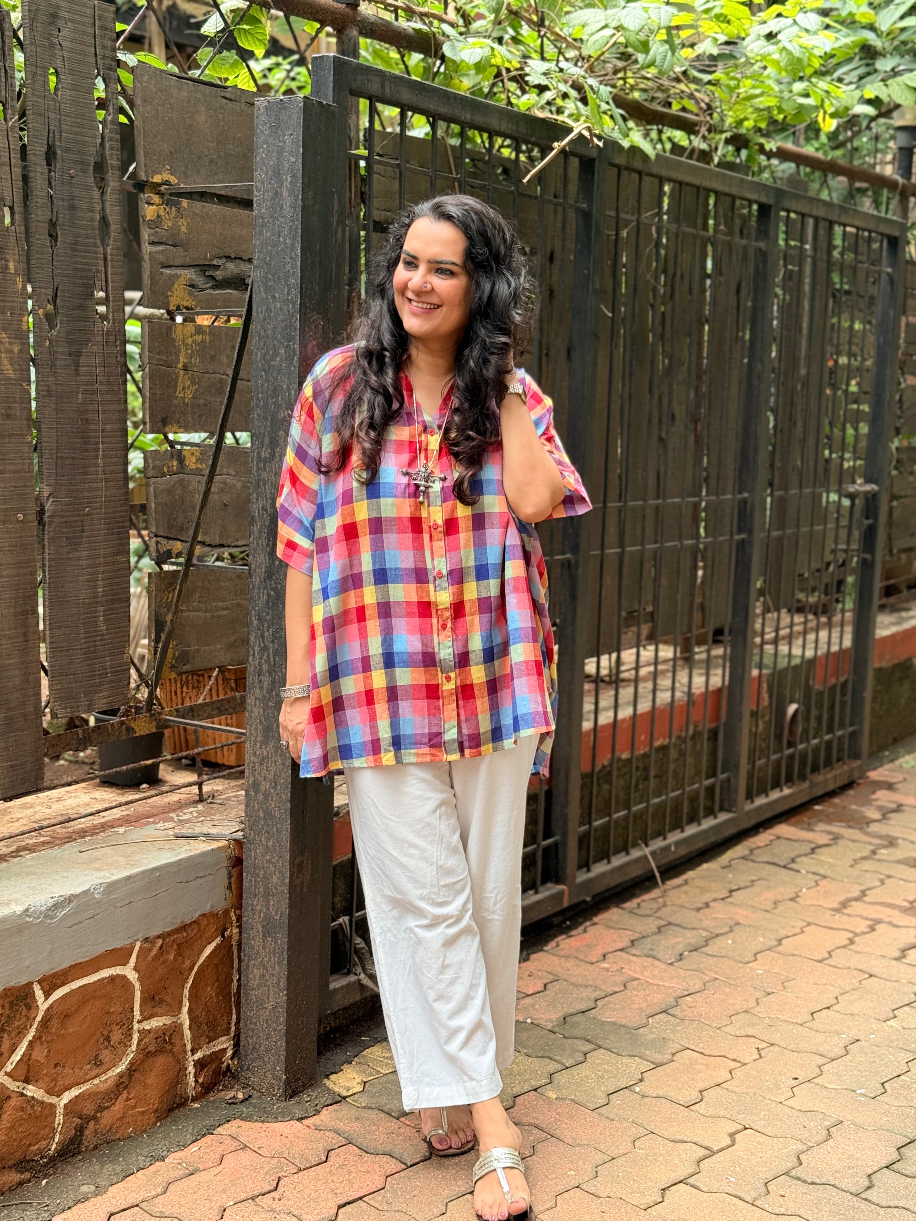 Madras Check Kaftan Shirt