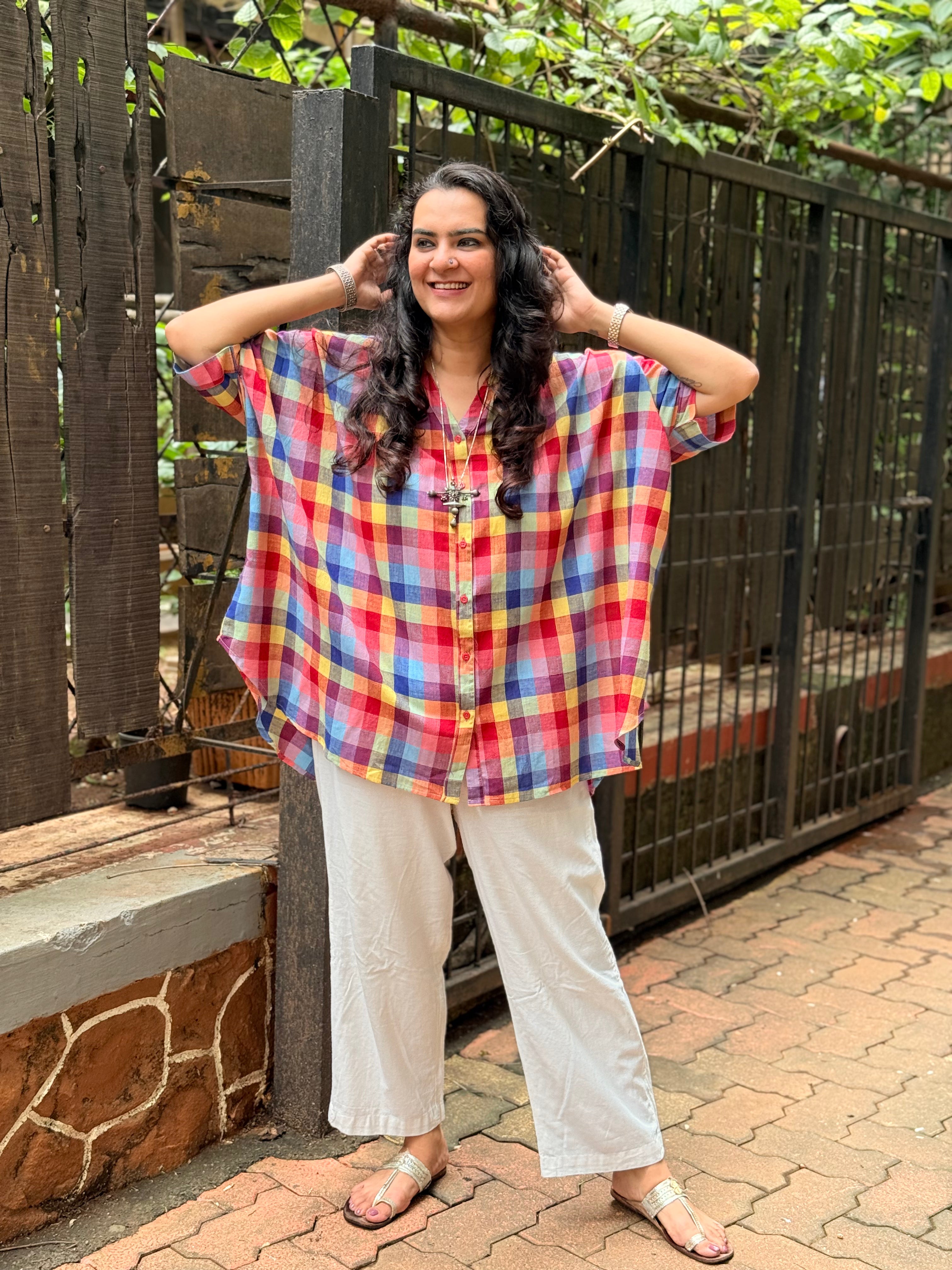 Madras Check Kaftan Shirt