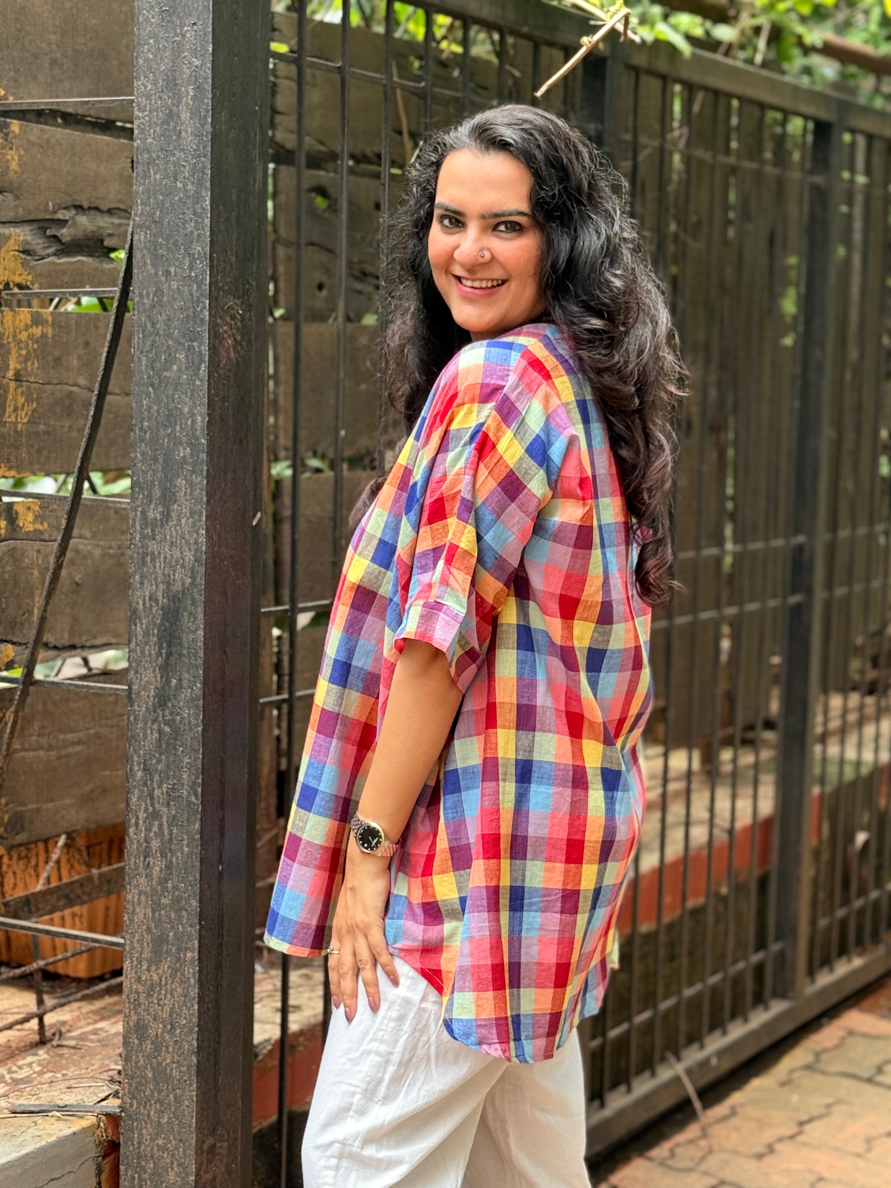 Madras Check Kaftan Shirt