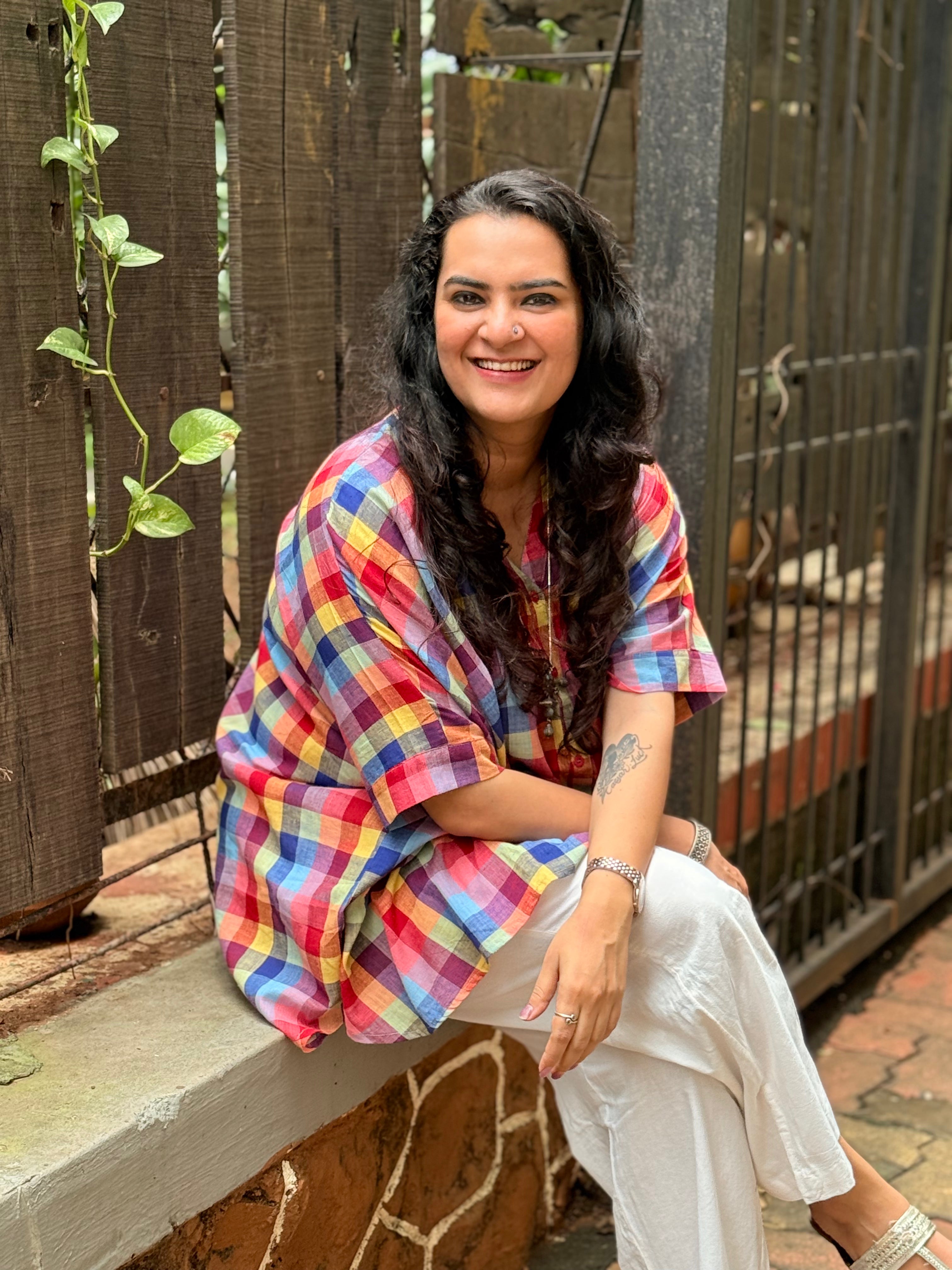 Madras Check Kaftan Shirt